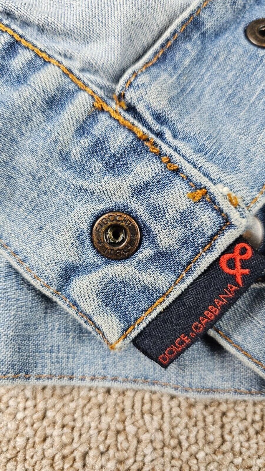 Dolce & Gabbana × Vintage Vintage 90s Dolce & Gabbana Cropped Denim Jacket Size XL / US 12-14 / IT 48-50 - 5 Thumbnail