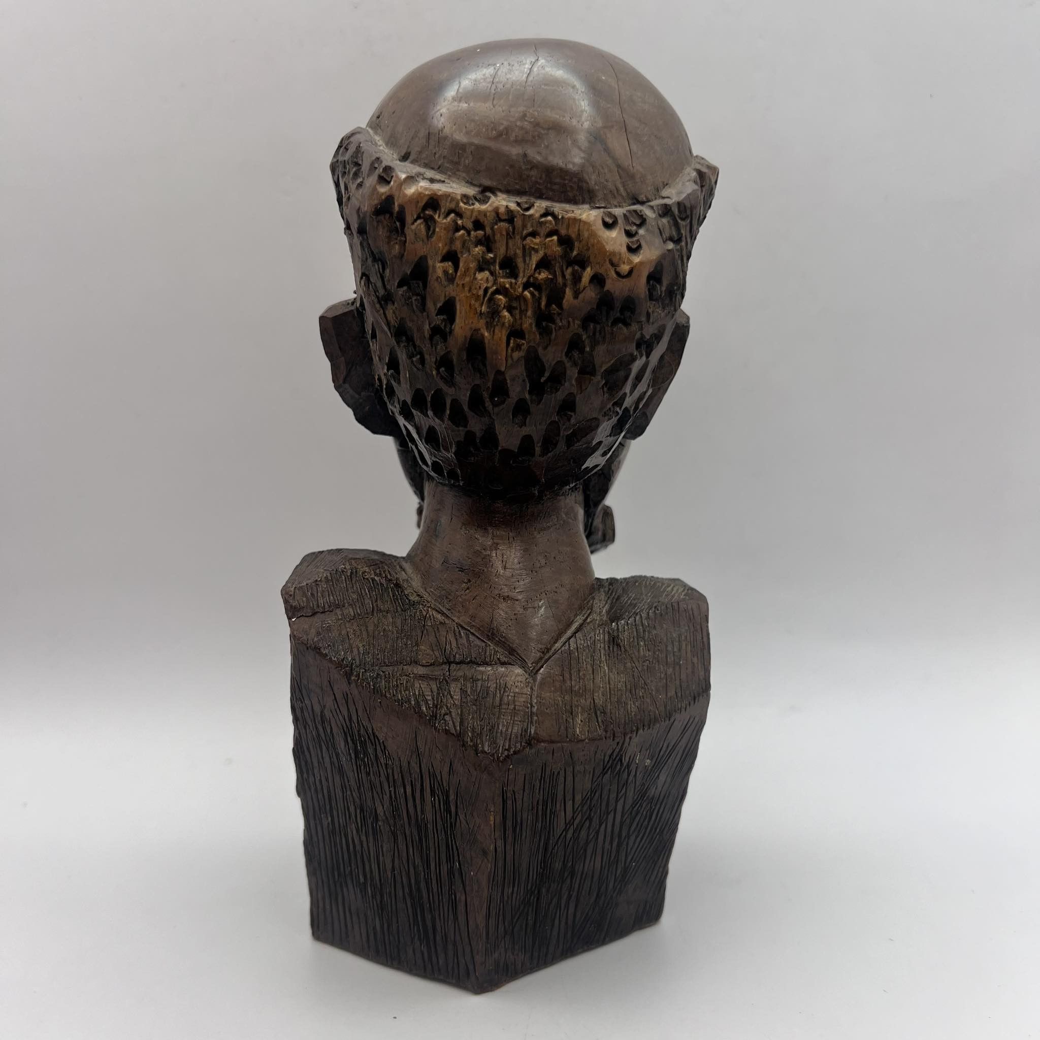 Handmade Vintage Tribal African Man Bust Figure Wood Ebanos Size ONE SIZE - 8 Thumbnail