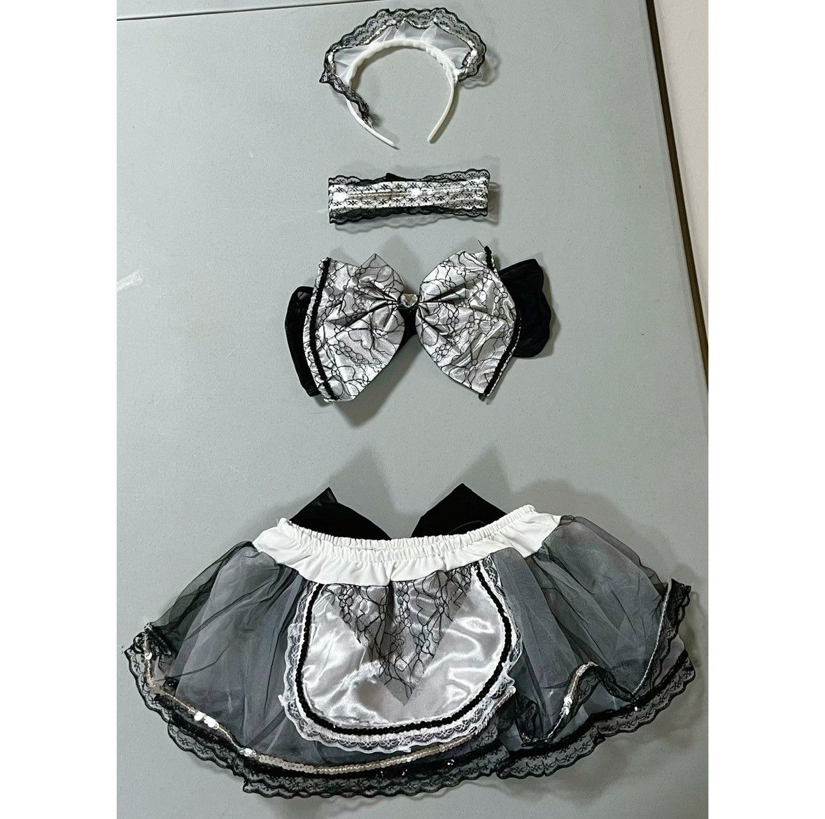 Vintage Black Bow Maid Cosplay Costume Lingerie Outfit Set Size S 🖤 Size ONE SIZE - 3 Thumbnail