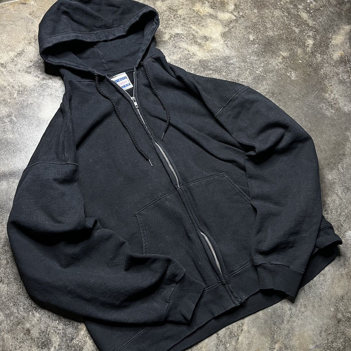 Vintage Vintage Thrashed Blank Zip Up Hoodie 90s Baggy Size US XL / EU 56 / 4 - 6 Thumbnail