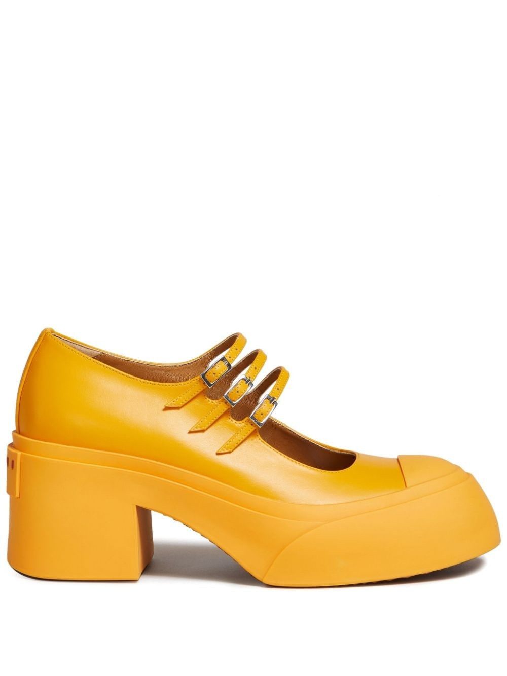 o1w1db10125 Buckle-Strap Leather Pumps in Orange