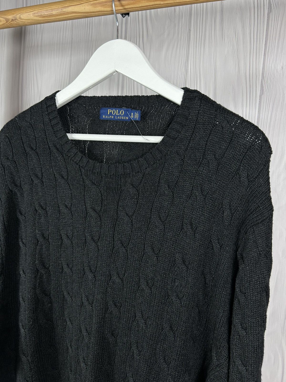 Polo Ralph Lauren Polo Ralph Lauren Total Black Cable Knit Sweater Size XL Size US XL / EU 56 / 4 - 3 Thumbnail