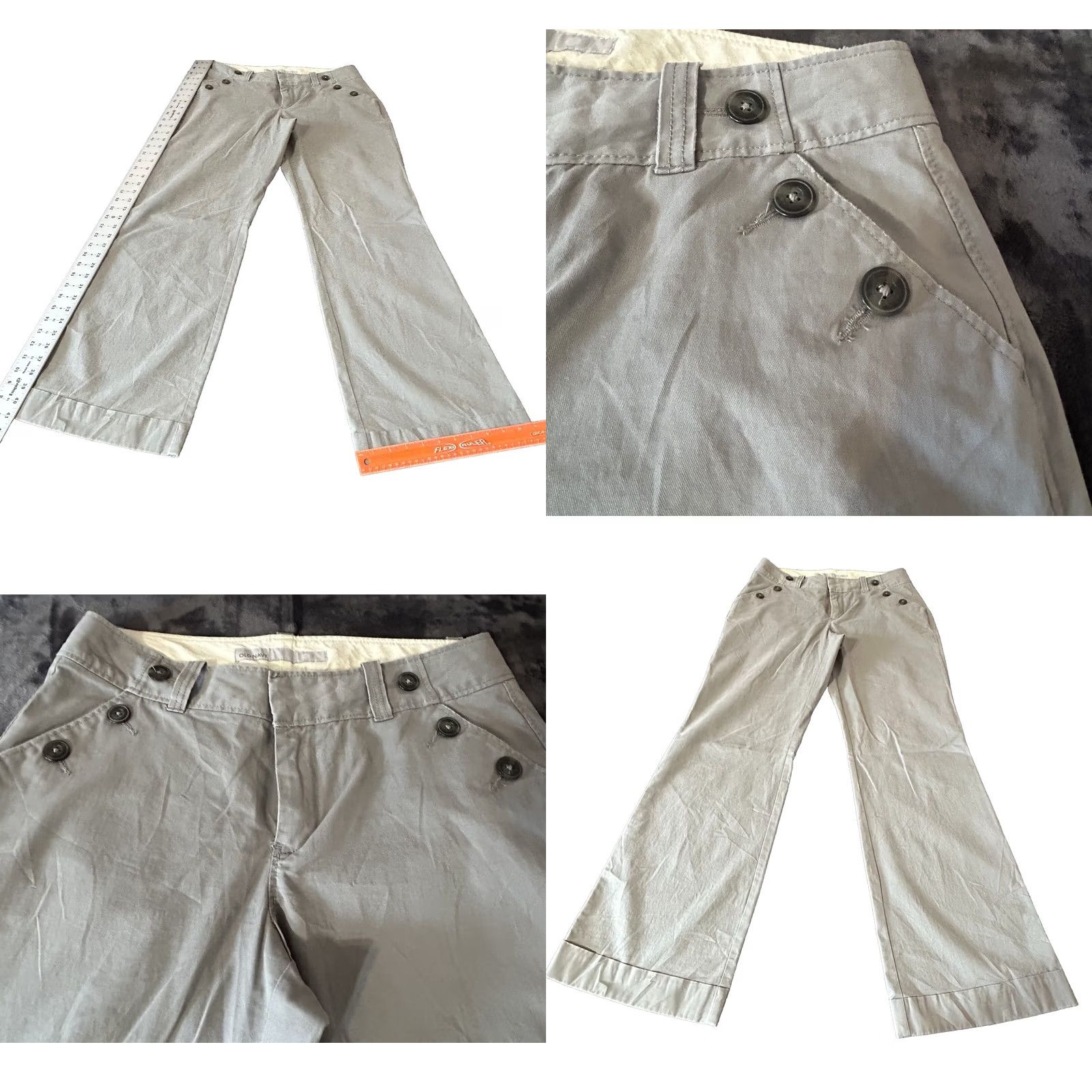 Old Navy Old Navy Wide Legs Pants Women 8 Reg Gray Mid Rise Belt Loops Cuff Size 30" / US 8 / IT 44 - 11 Thumbnail
