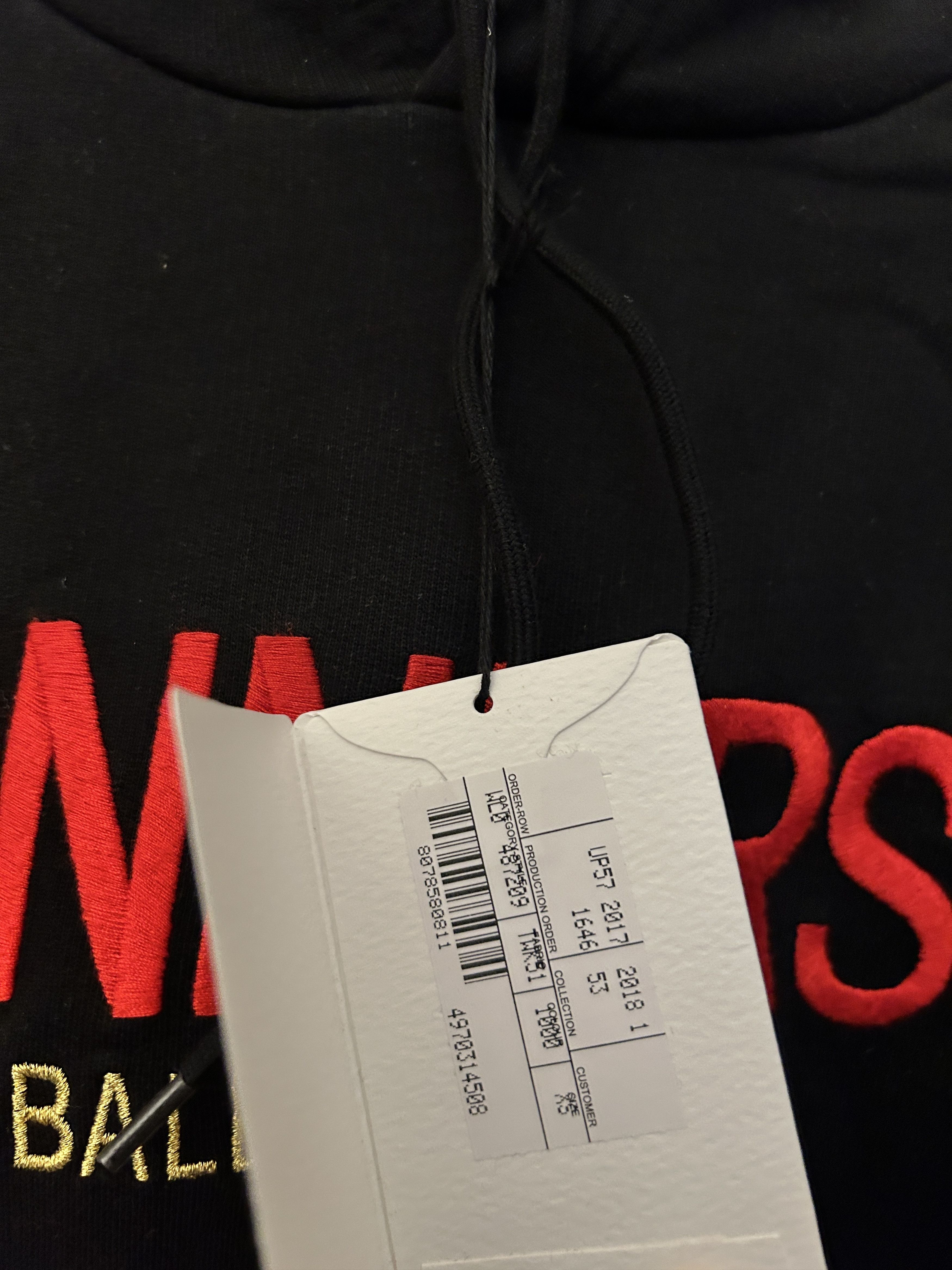 Balenciaga Sinners embroidered hooded cotton sweatshirt Black Oversized Size US XS / EU 42 / 0 - 4 Thumbnail