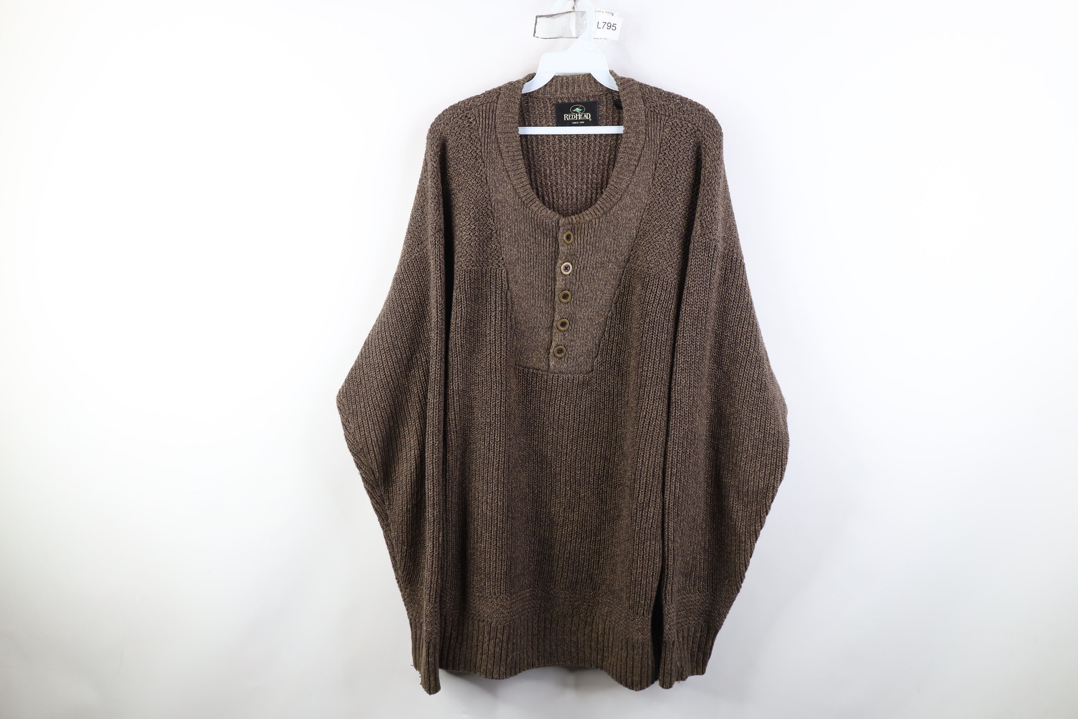 Vintage Vintage 90s Streetwear Heavyweight Ribbed Henley Sweater Size US XL / EU 56 / 4 - 1 Thumbnail