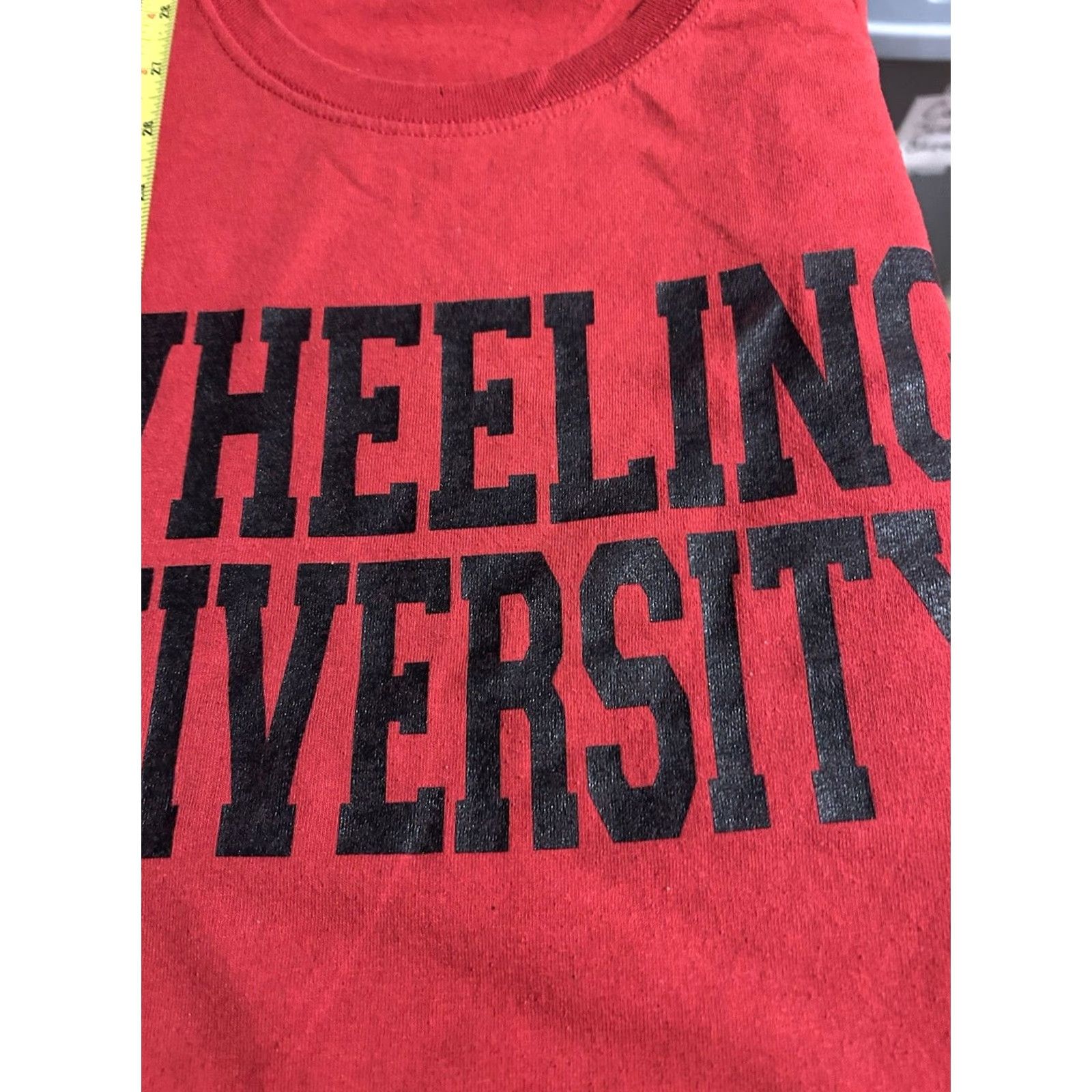Spell Wheeling University Shirt Adult XL Red Short Sleeve Crew Neck Front Spell Out Size US XL / EU 56 / 4 - 7 Thumbnail