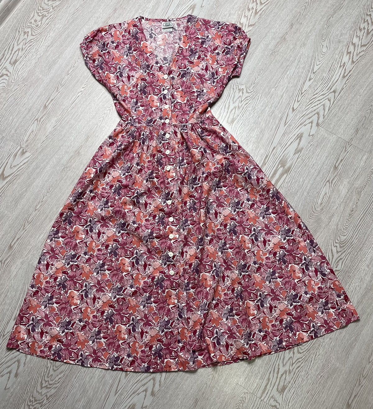 Laura Ashley × Vintage Vintage Laura Ashley 1980s dark pink floral pattern dress Size M / US 6-8 / IT 42-44 - 11 Thumbnail