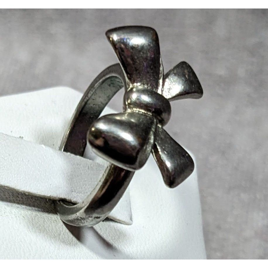 Other Vintage Coquette Silver Tone Bow Ring Size 7 1/2 Size ONE SIZE - 7 Thumbnail