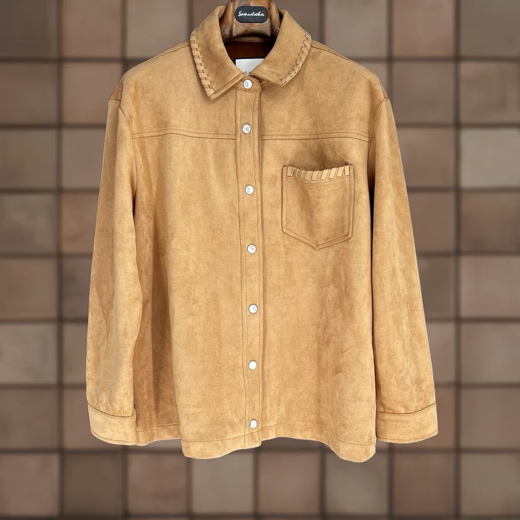 Vintage VINTAGE Bagatelle Jacket City Western Shacket Faux Suede Brown L Women Mid-Length Long Sleeve Collar Snap Closure Shirt Size L / US 10 / IT 46 - 1 Thumbnail