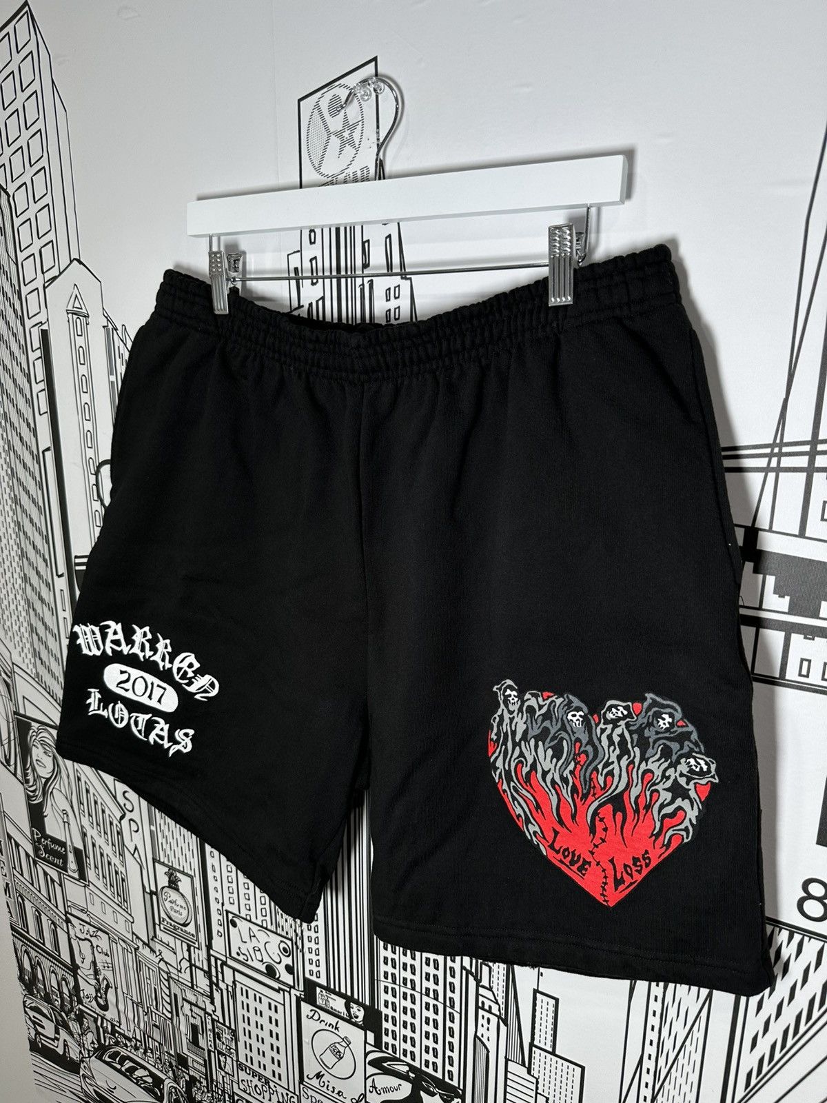 Warren Lotas Warren Lotas Love Loss Heart Shorts Black 2XL Size US 36 / EU 52 - 2 Thumbnail