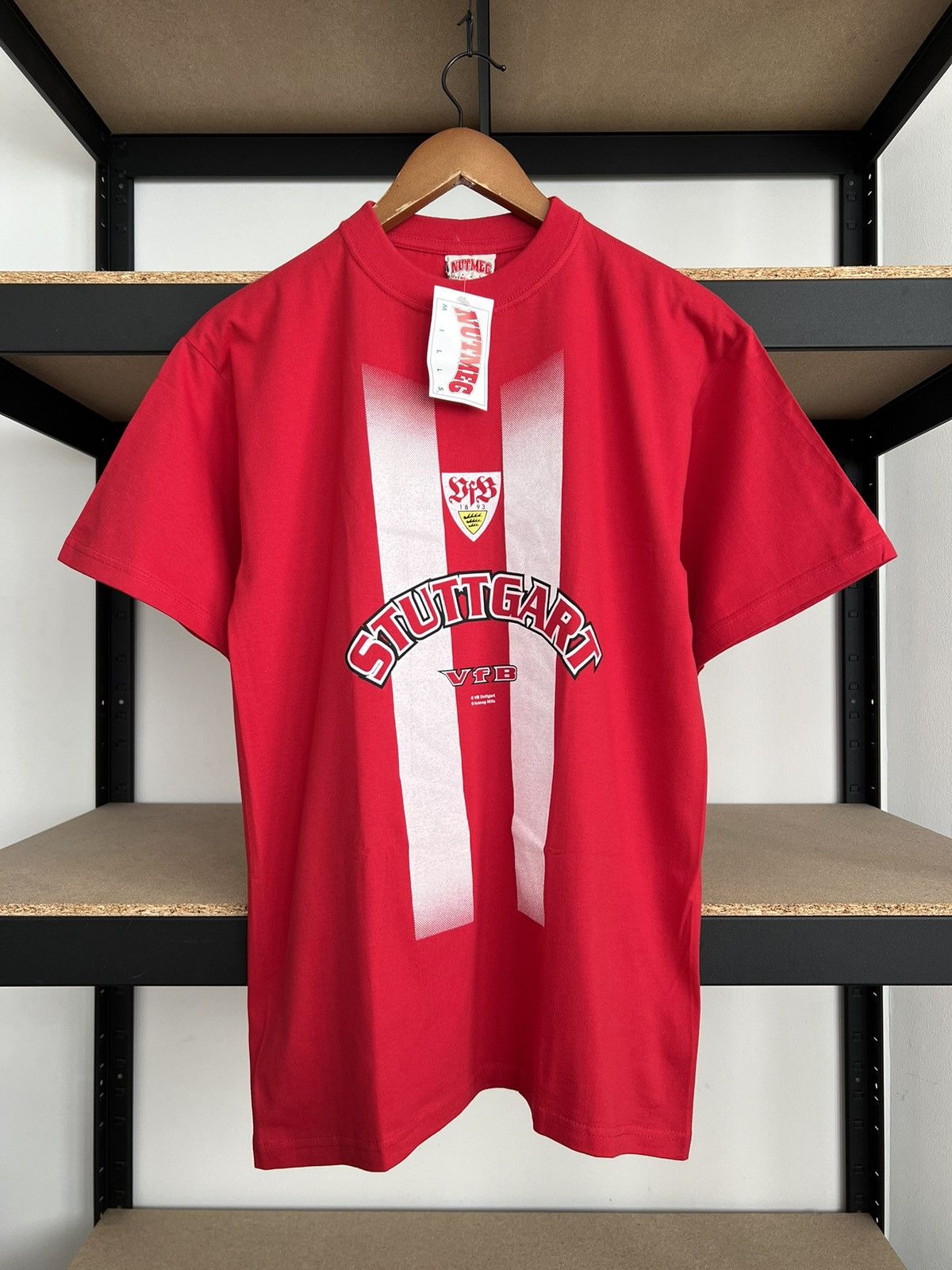 Vintage 90s VfB Stuttgart Nutmeg Soccer Football Red T-shirt