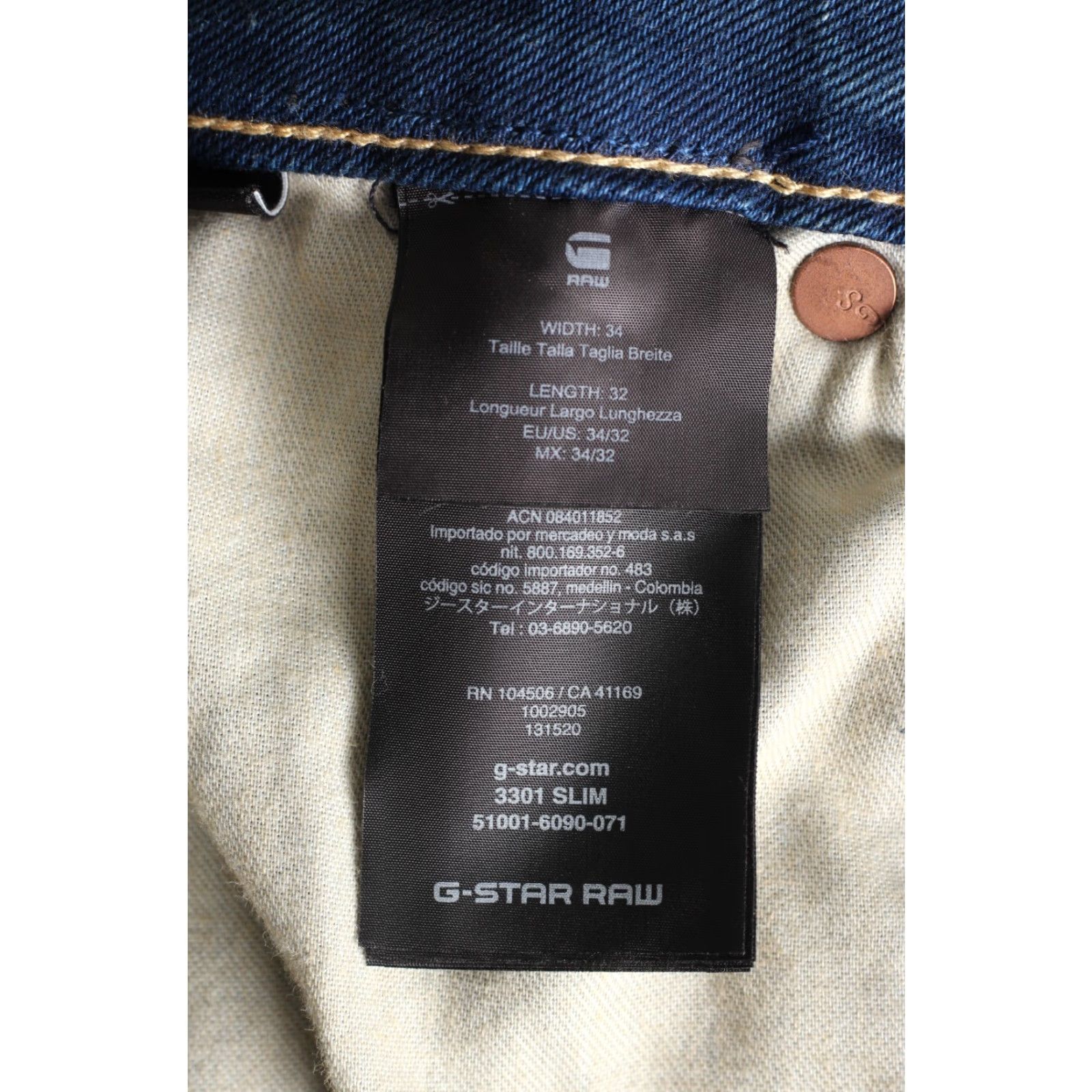 G-Star G-Star 3301 Slim Stretch Jeans Men W34 L32 DZ7288 Jeans Size US 34 / EU 50 - 6 Thumbnail