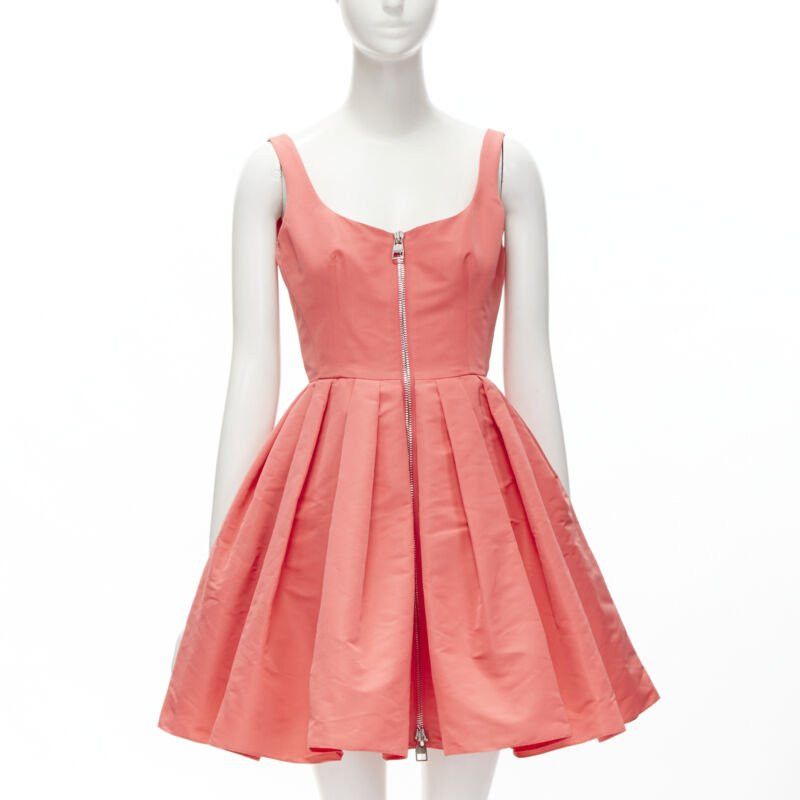 Alexander McQueen ALEXANDER MCQUEEN 2021 pink taffeta zip front fit flared dress IT38 S Size XS / US 0-2 / IT 36-38 - 1 Thumbnail