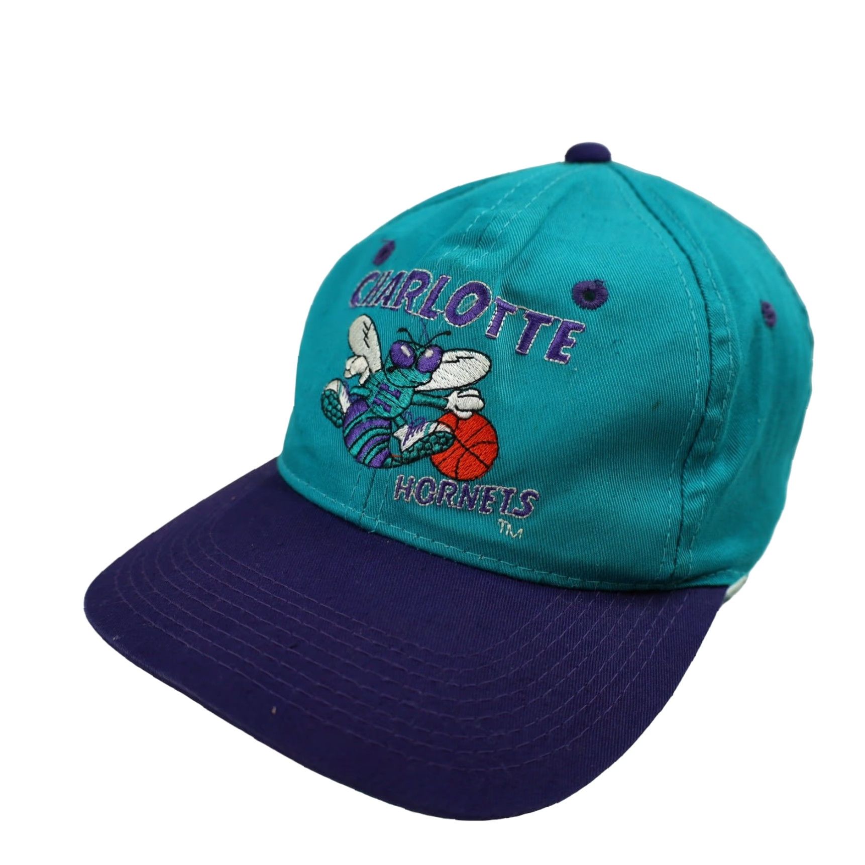 NBA VINTAGE Charlotte Hornets Snapback Hat NBA 90s Blue Hat Men One Size OS Hornets Snapback Mens Blue 90s NBA Size ONE SIZE - 2 Thumbnail