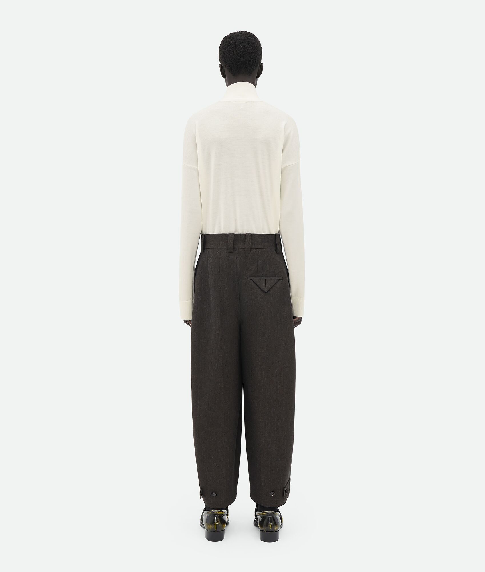 Bottega Veneta o1n1vont1224 Bicolor Wool Cropped Pant in Chocolate Brown Size US 32 / EU 48 - 4 Thumbnail
