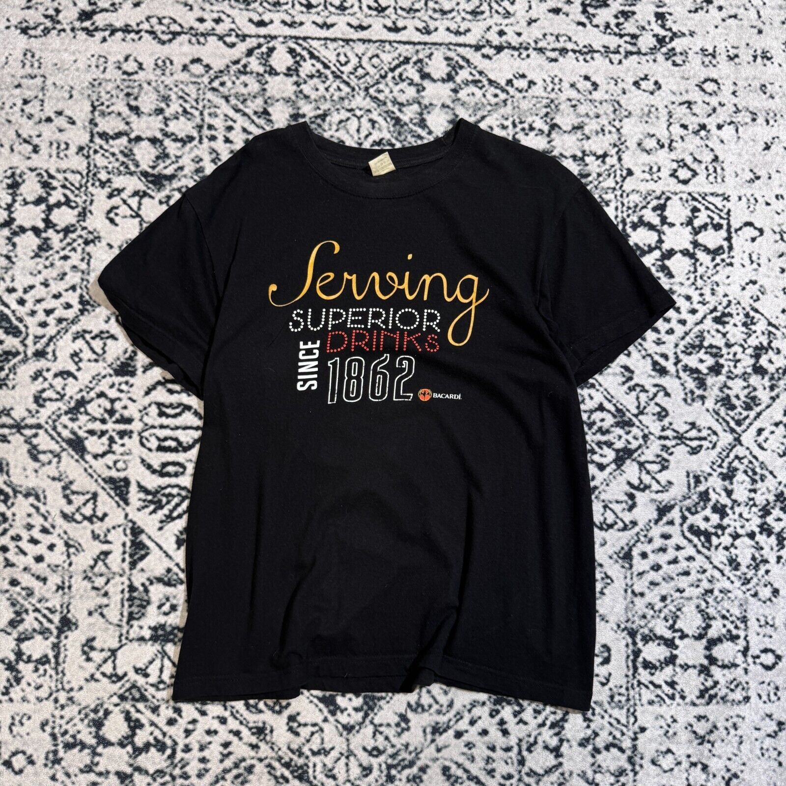 Vintage Vintage Bacardi Unisex Black Cotton T-Shirt Size L Y2K 90s Size US L / EU 52-54 / 3 - 1 Thumbnail
