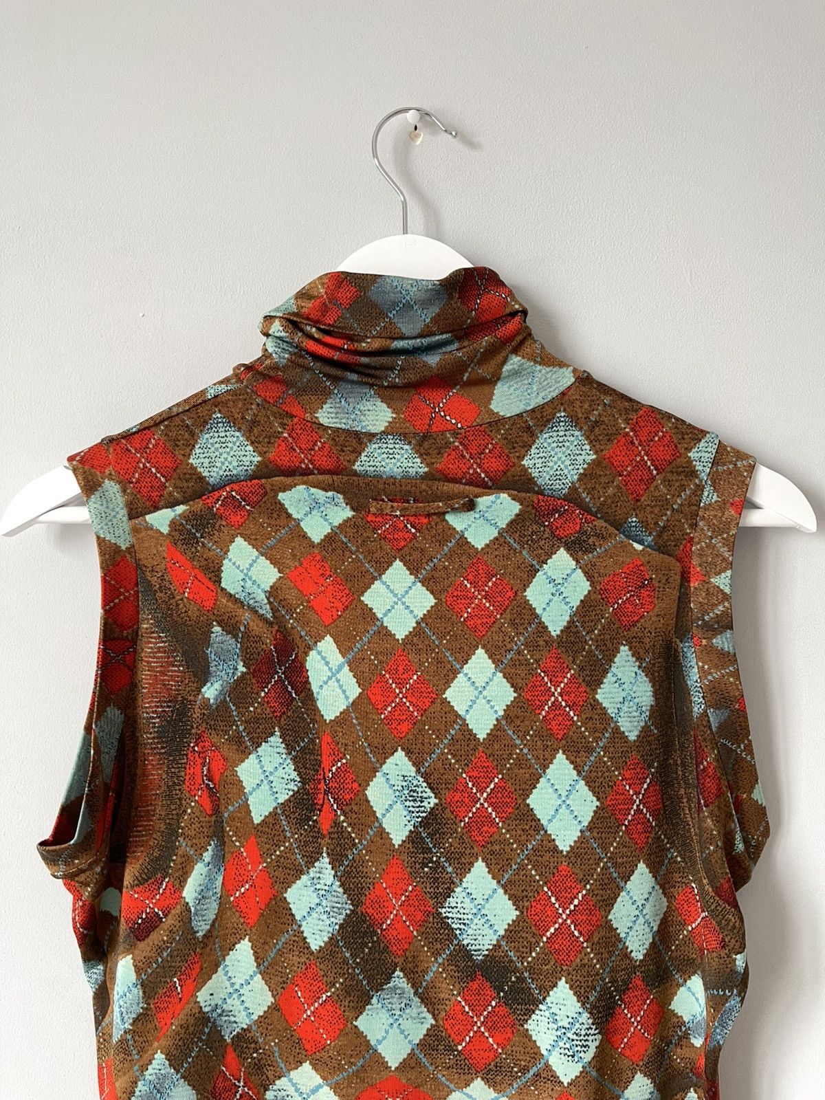 Jean Paul Gaultier Archive 90's Jean Paul Gaultier Argyle Sleeveless Mesh Top Size L / US 10 / IT 46 - 9 Thumbnail