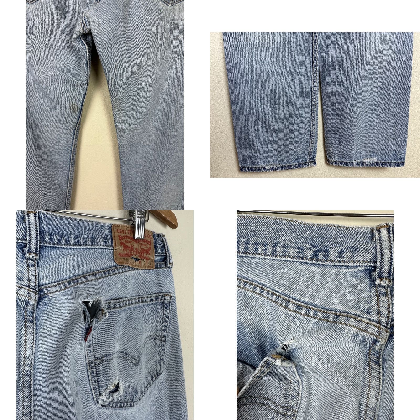 Levi's VINTAGE Levi's 505 Denim Jeans 33x31 ACTUAL THRASHED Paint Splatter Workwear Distressed Holes 80s 90s Mens Jeans Size US 33 - 9 Thumbnail