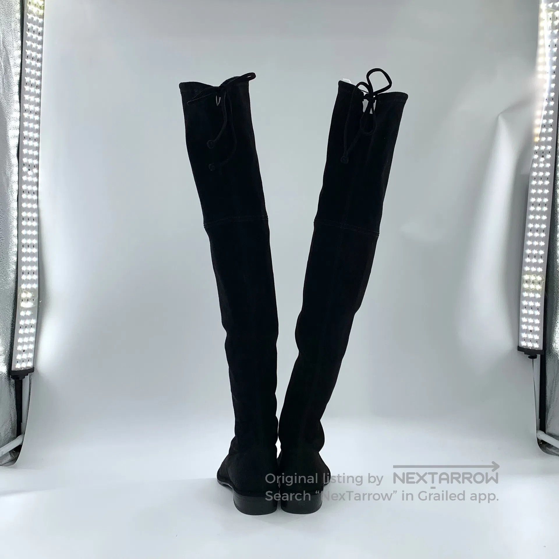 Swarovski SW Black Suede Round Toe Flat Casual Tall Boots| Size US 5.5 / IT 35.5 - 4 Thumbnail