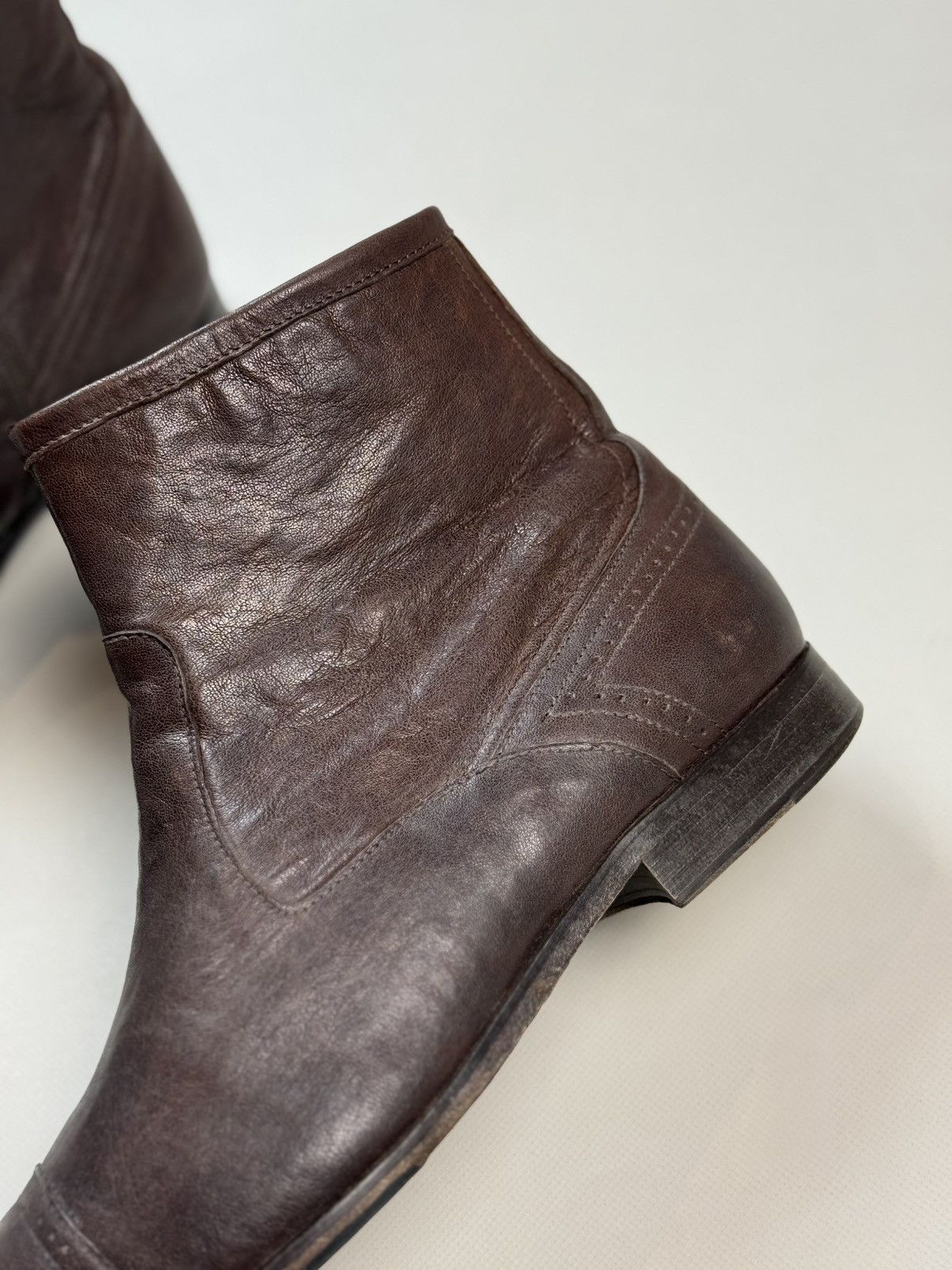 Strellson Strellson Brown Leather Ankle Zip Boots Shoes Brogue Details Size US 10 / EU 43 - 13 Thumbnail