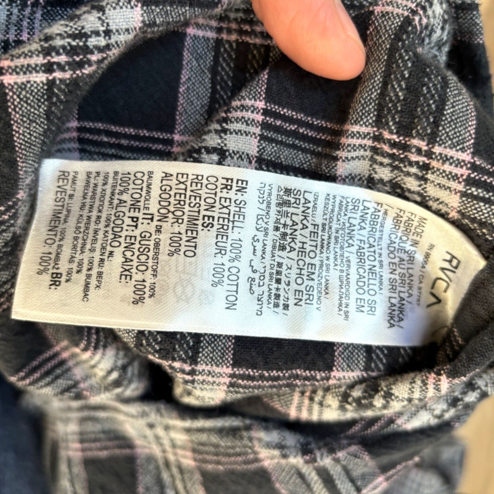 RVCA RVCA Shirt Mens Small S Flannel Plaid Gray Pink Surf Button Up Cotton Size US S / EU 44-46 / 1 - 7 Thumbnail