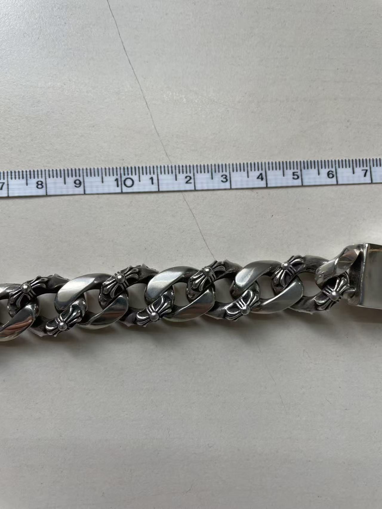 Chrome Hearts Chrome Hearts Silver Diamond ID Cross Cuba Bracelet Size ONE SIZE - 15 Thumbnail