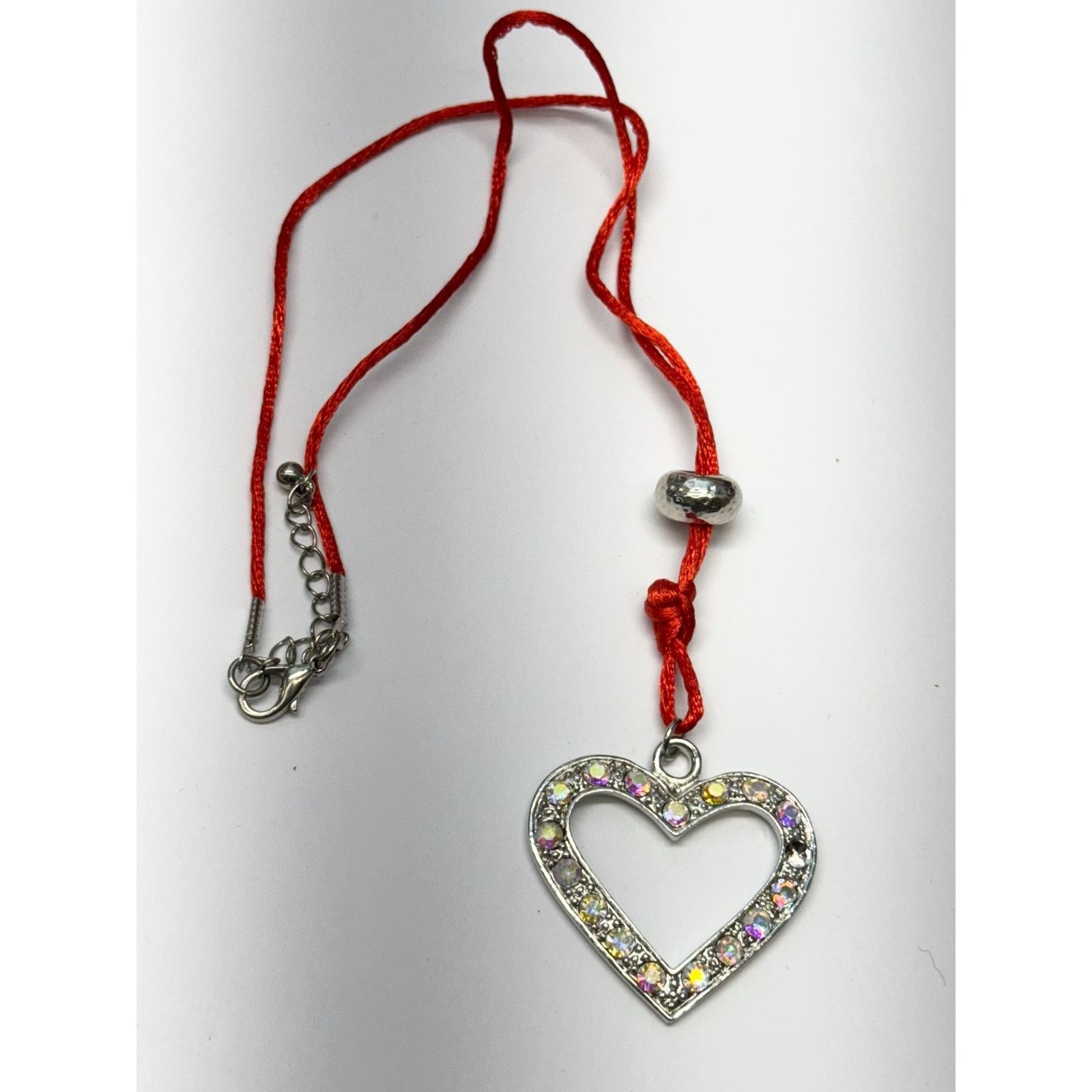 Vintage Fabric rhinestone heart rhinestone pendant necklace Size ONE SIZE - 2 Thumbnail