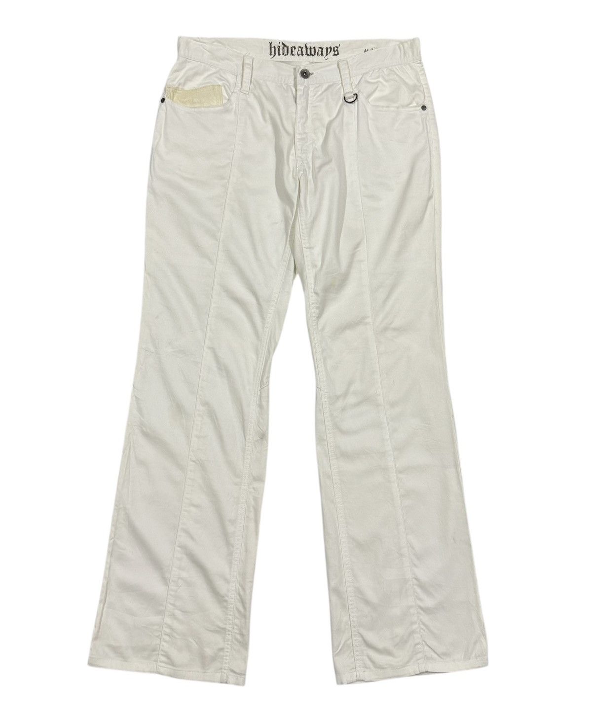 HIDEAWAYS Vtg🔥HIDEAWAYS Bell Bottom Wide White Pants Size US 33 - 1 Thumbnail