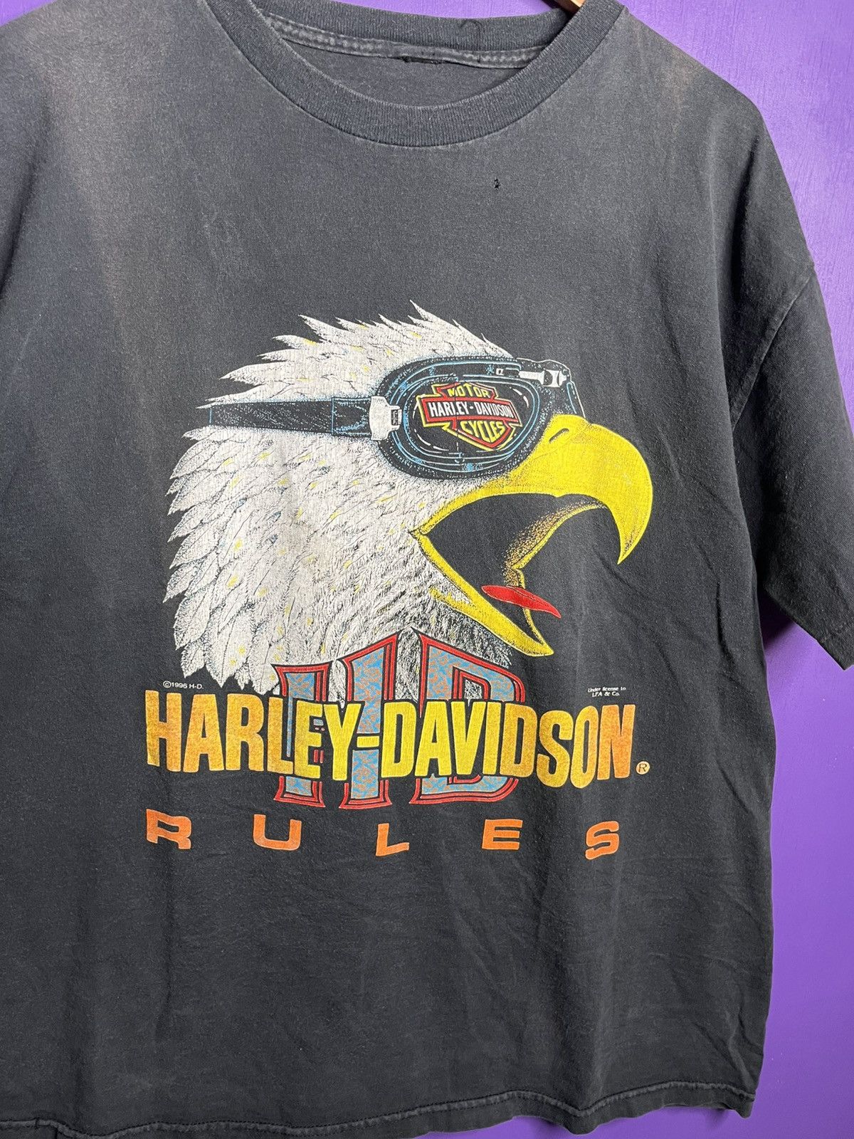 Harley Davidson × Vintage Vintage 90s Harley Davidson rules eagle t-shirt Size US XL / EU 56 / 4 - 3 Thumbnail