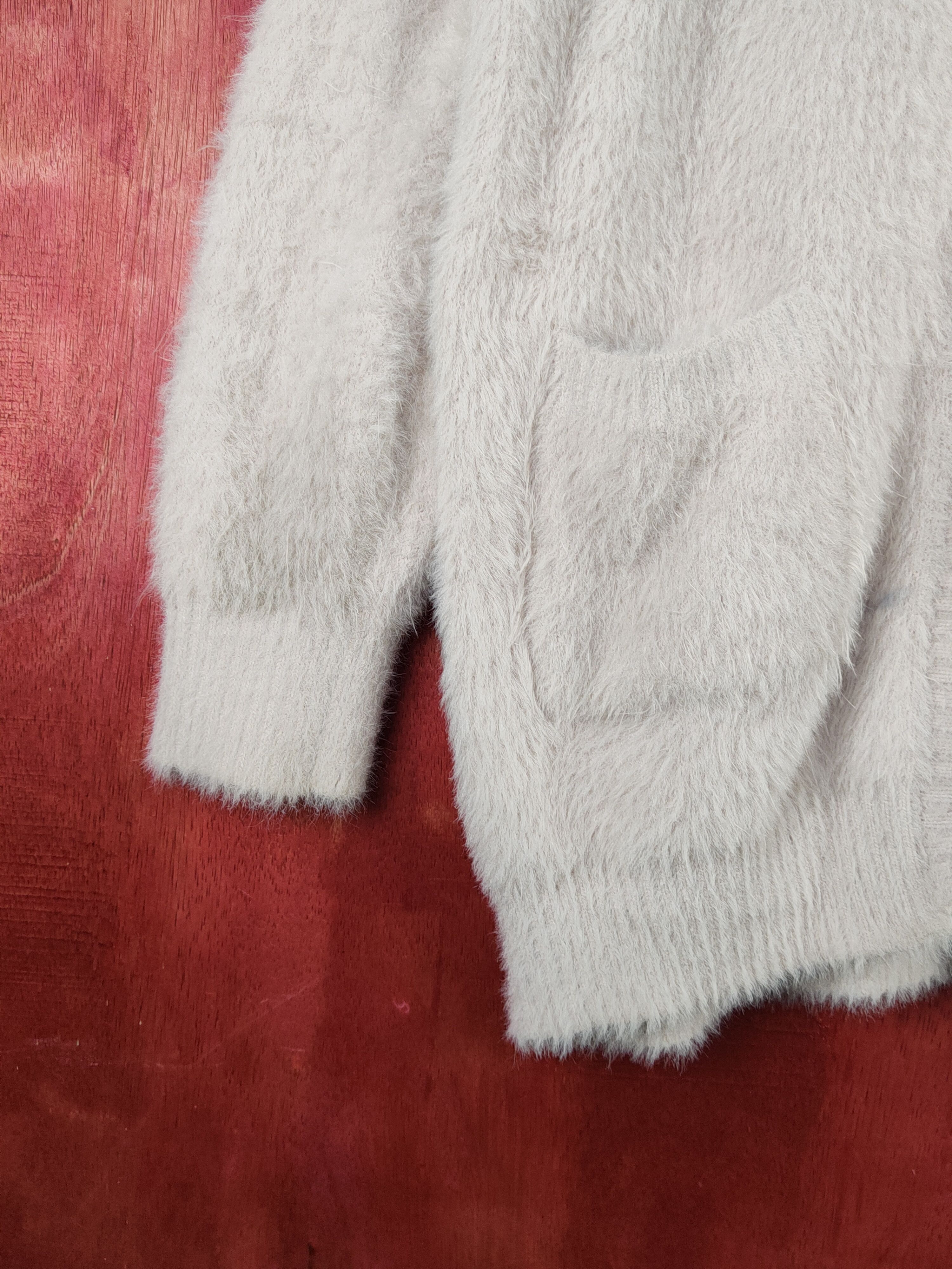 Homespun Knitwear Evelyn Beige Fur Mohair Knitwear Cardigan #S2282 Size L / US 10 / IT 46 - 5 Thumbnail