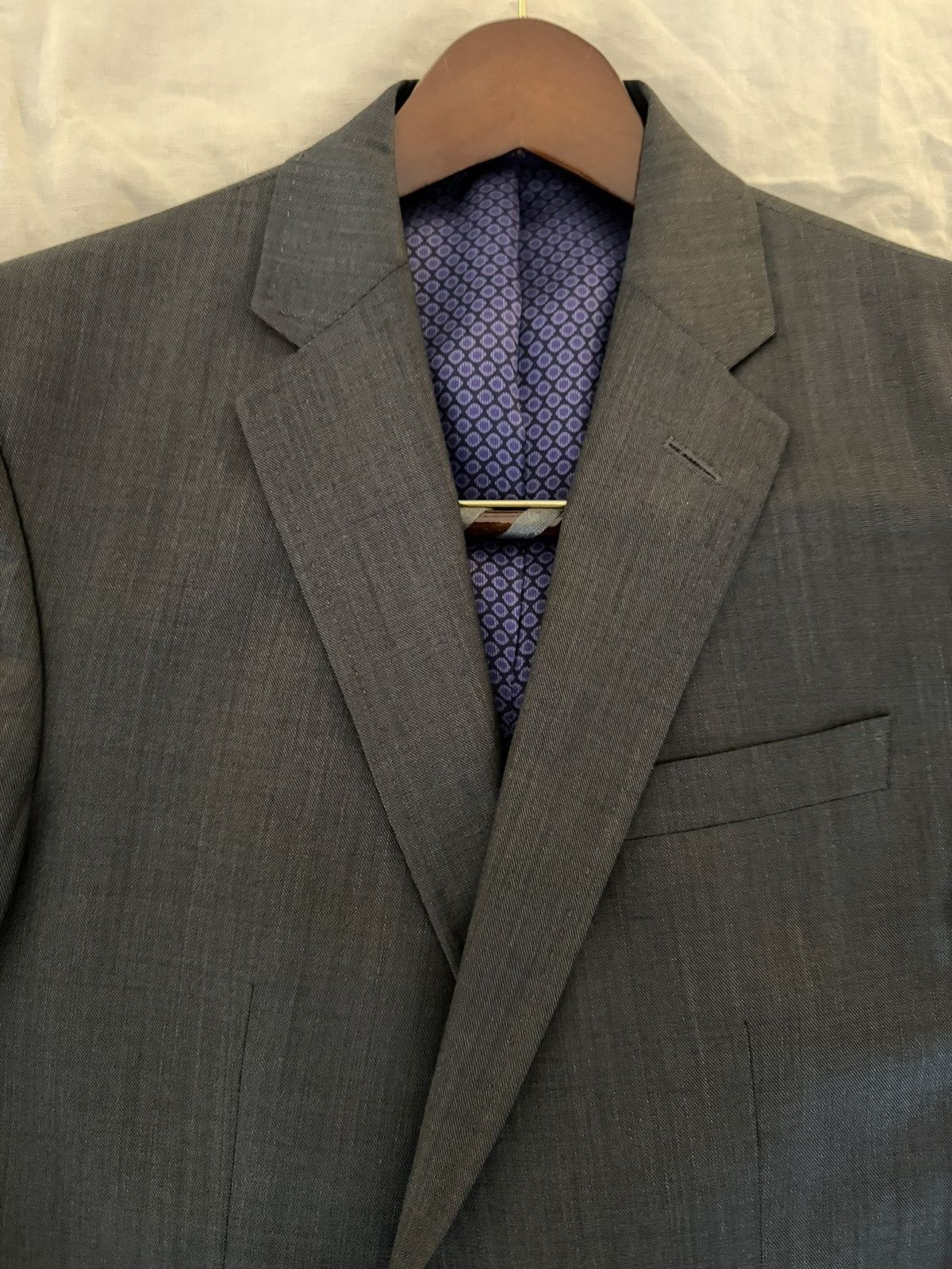 Ted Baker Ted Baker Jay CT Charcoal Wool Suit 38R 31W – Purple Lining Size 38R - 3 Thumbnail