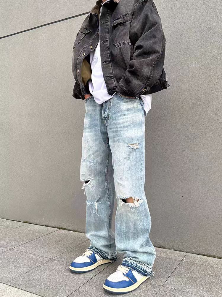Designer × Jean × Vintage High street vintage light wash ripped baggy jeans Size US 34 / EU 50 - 3 Thumbnail