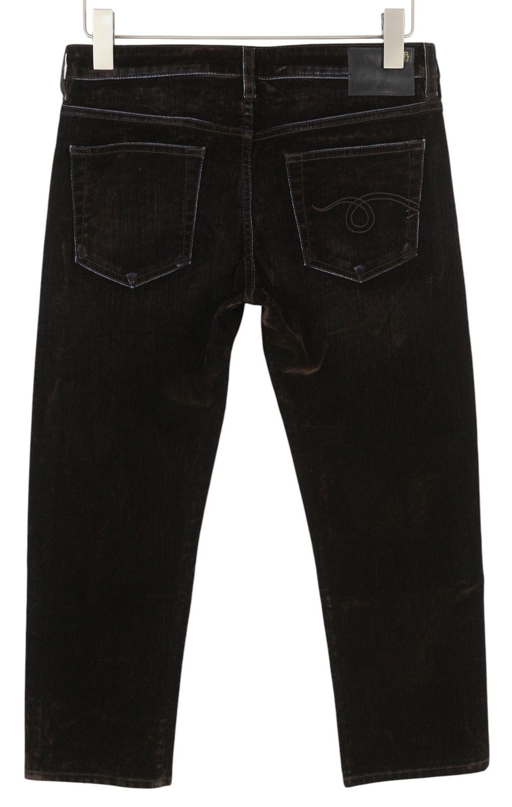 R13 BOY STRAIGHT 25 Flocked Brown Velvet Cropped Dark 86261 Size 25" / US 0 / IT 36 - 2 Thumbnail