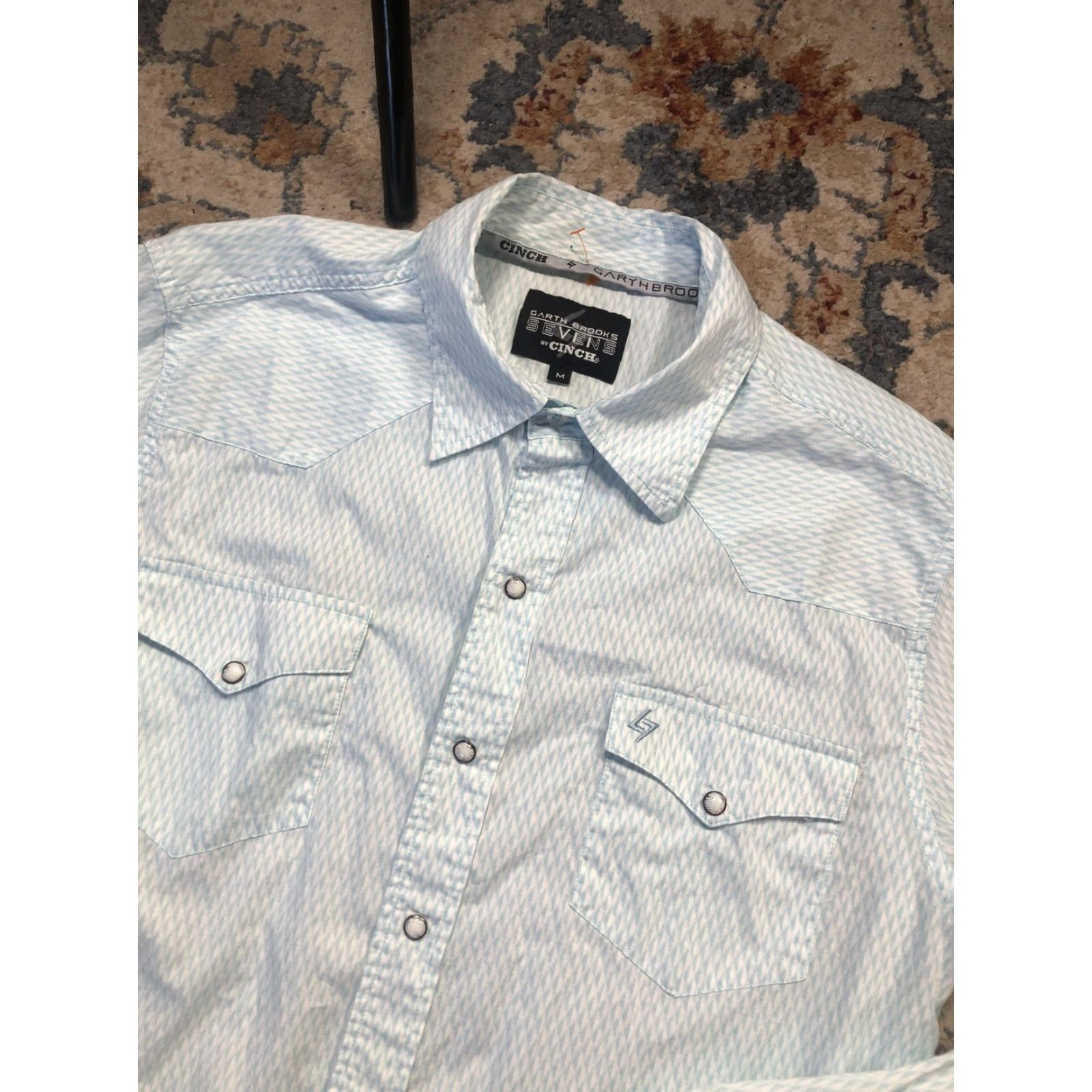 Brooks Garth Brooks Sevens by Cinch Shirt Mens M Blue Diamond Western Pearl Snap Size US M / EU 48-50 / 2 - 6 Thumbnail