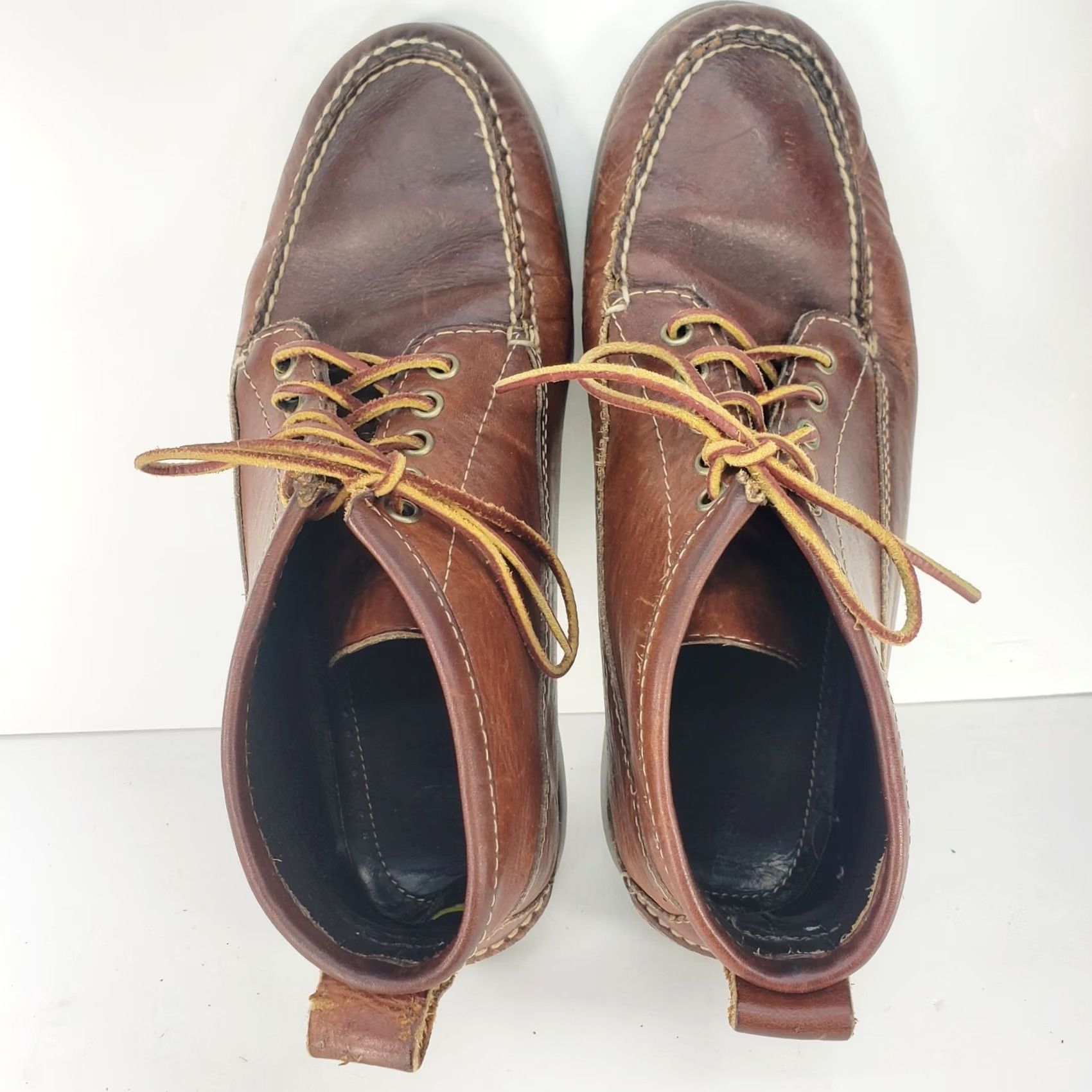 Vintage L.L. Bean Eastport Chukka Boots Mens 10.5 D Brown Leather Moc Toe Casual Dressy Black? Size US 11 / EU 44 - 7 Thumbnail