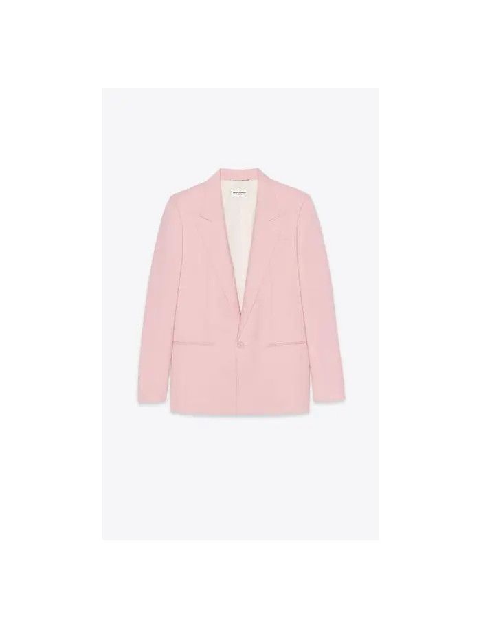 Saint Laurent Paris o1bcso1str1124 Fitted Single-Breasted Jacket in Pink Size US L / EU 52-54 / 3 - 1 Thumbnail