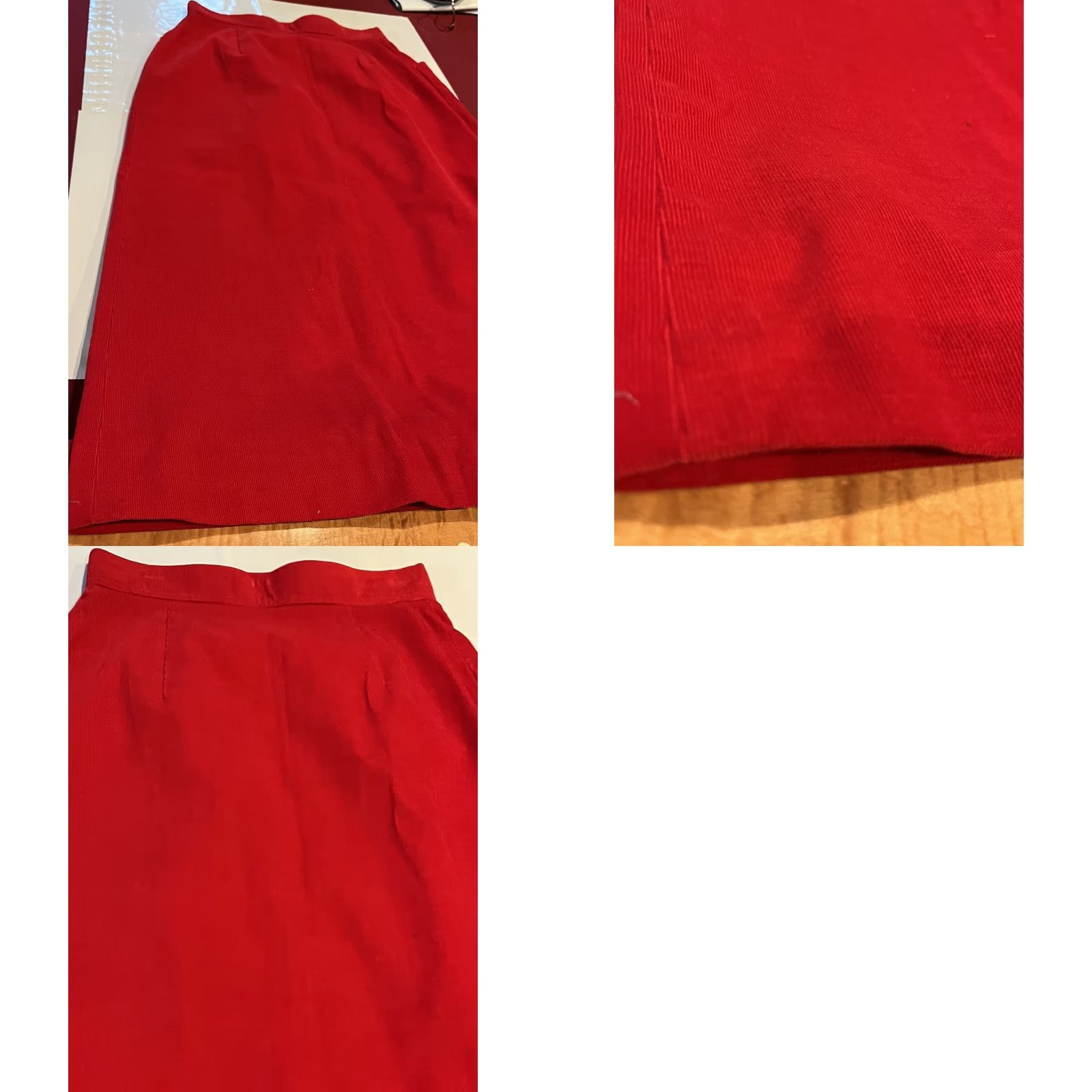 Vintage VINTAGE RED MIDI Pencil Skirt 7/8 High Waist Corduroy Pleats Pockets College Town Women's Skirt Size 28" / US 6 / IT 42 - 8 Thumbnail