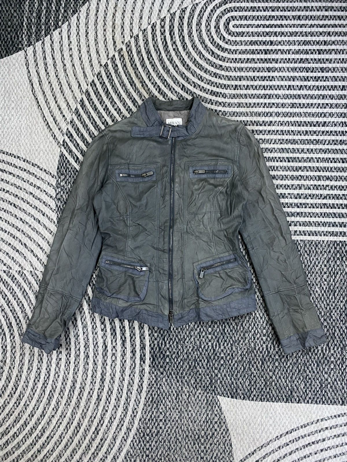 Armani Vintage Armani Collezioni Zip-Up Rider Suede Leather Jacket Size S / US 4 / IT 40 - 1 Thumbnail