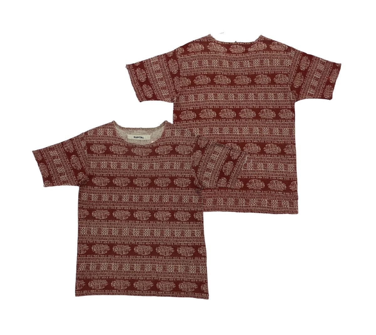 image of Kapital Kiro Hirata Linen T-Shirt in Red, Men's (Size XS)