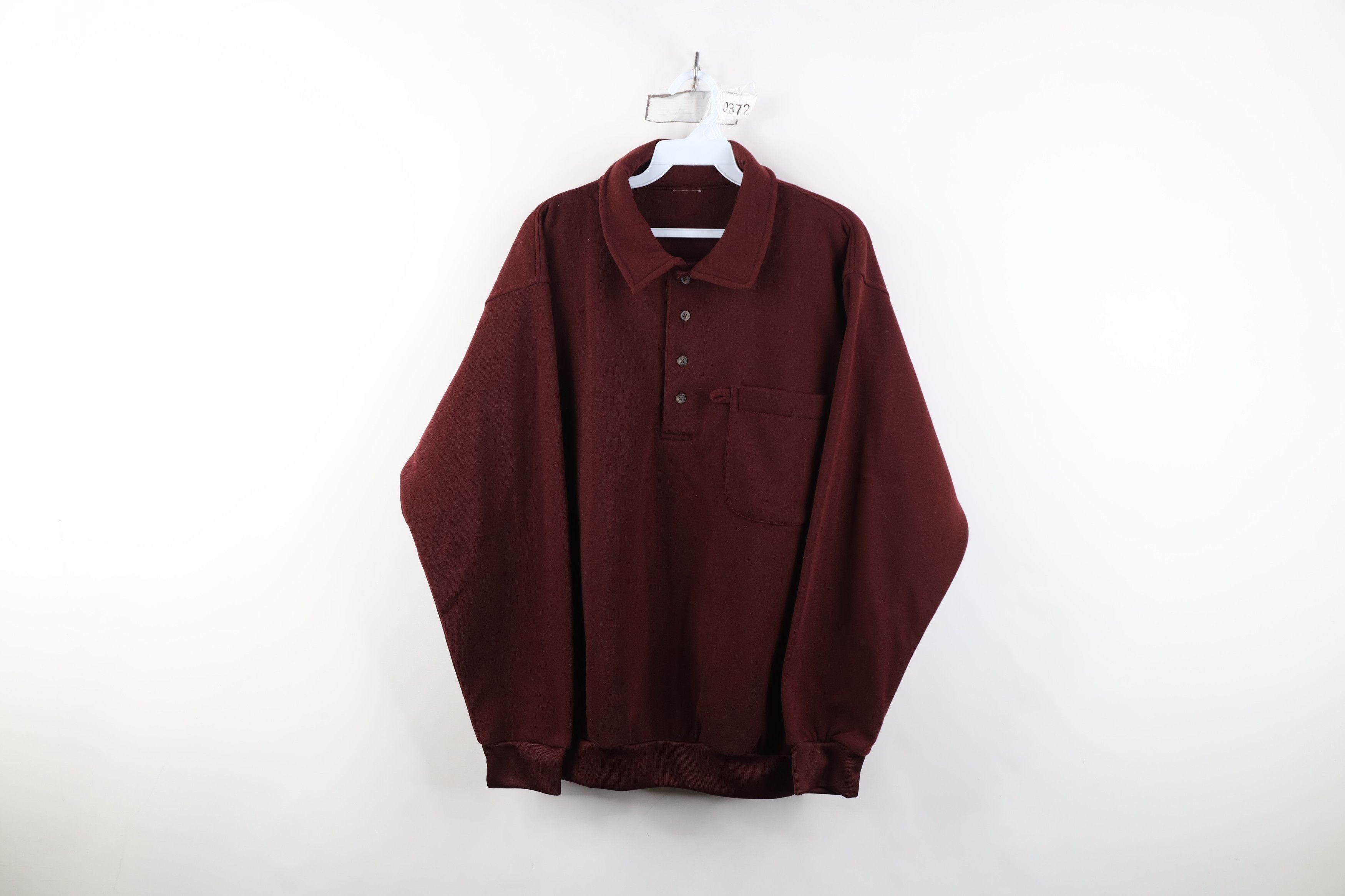 Vintage 90s Streetwear Collared Pullover Sweatshirt Red