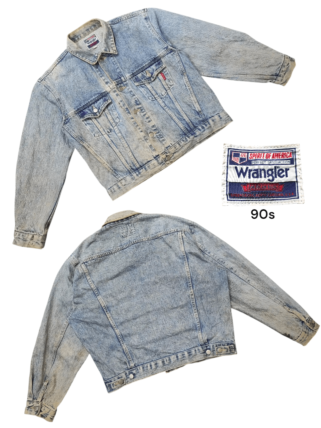 Wrangler Vintage Wrangler 90s Distressed Acid Wash Denim Jacket Size US L / EU 52-54 / 3 - 1 Thumbnail