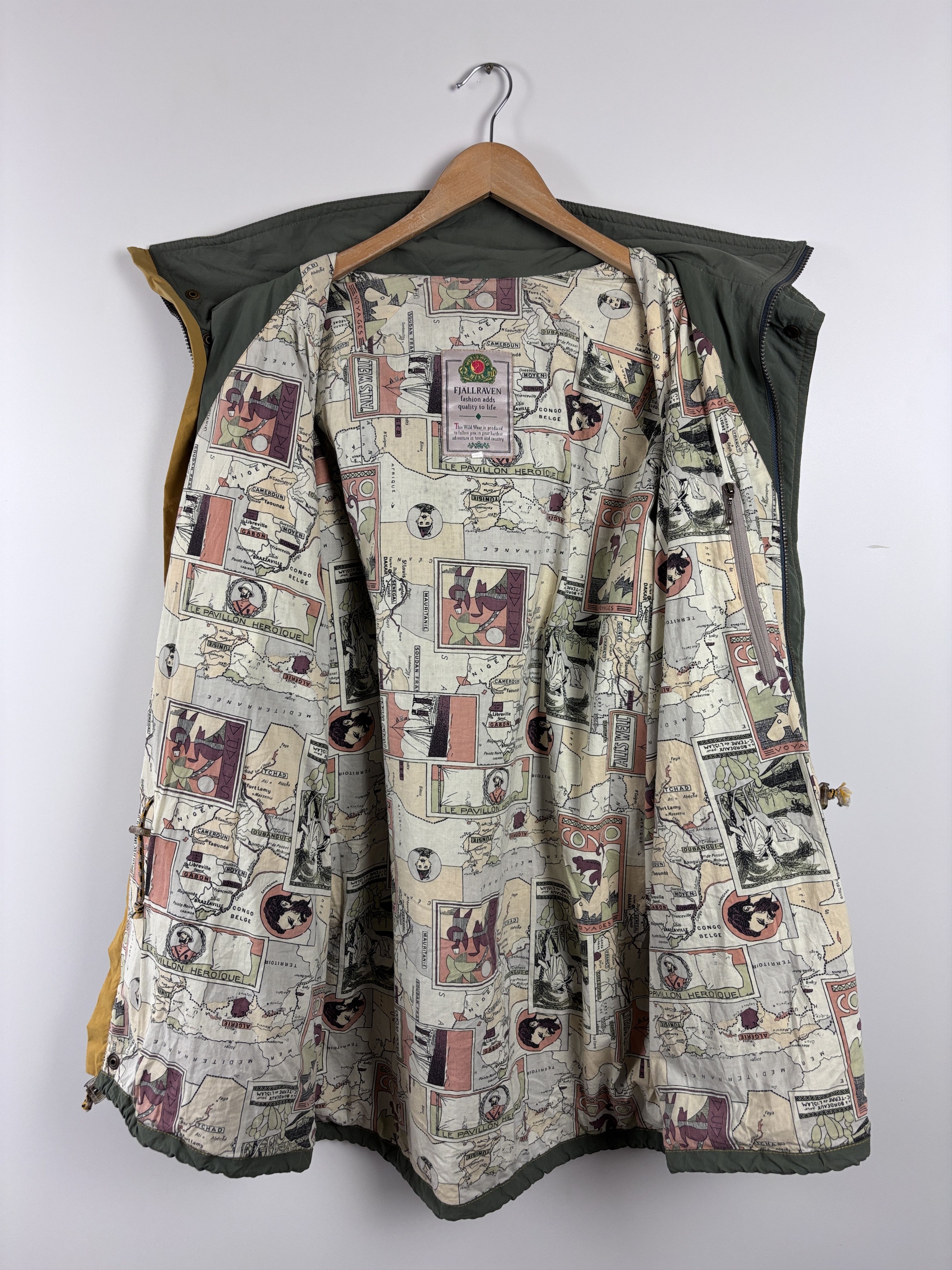 Fjallraven × Vintage Vintage 80s Fjallraven Zip Hooded Jacket Khaki Yellow Size L Size US L / EU 52-54 / 3 - 9 Thumbnail