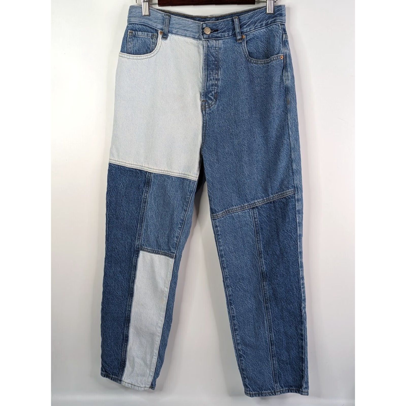 Pacsun PacSun Jeans Women Patchwork Eco Two-Tone Colorblock High Rise Straight Leg Size 28 Blue 100% Cotton Denim Size 28" / US 6 / IT 42 - 2 Thumbnail