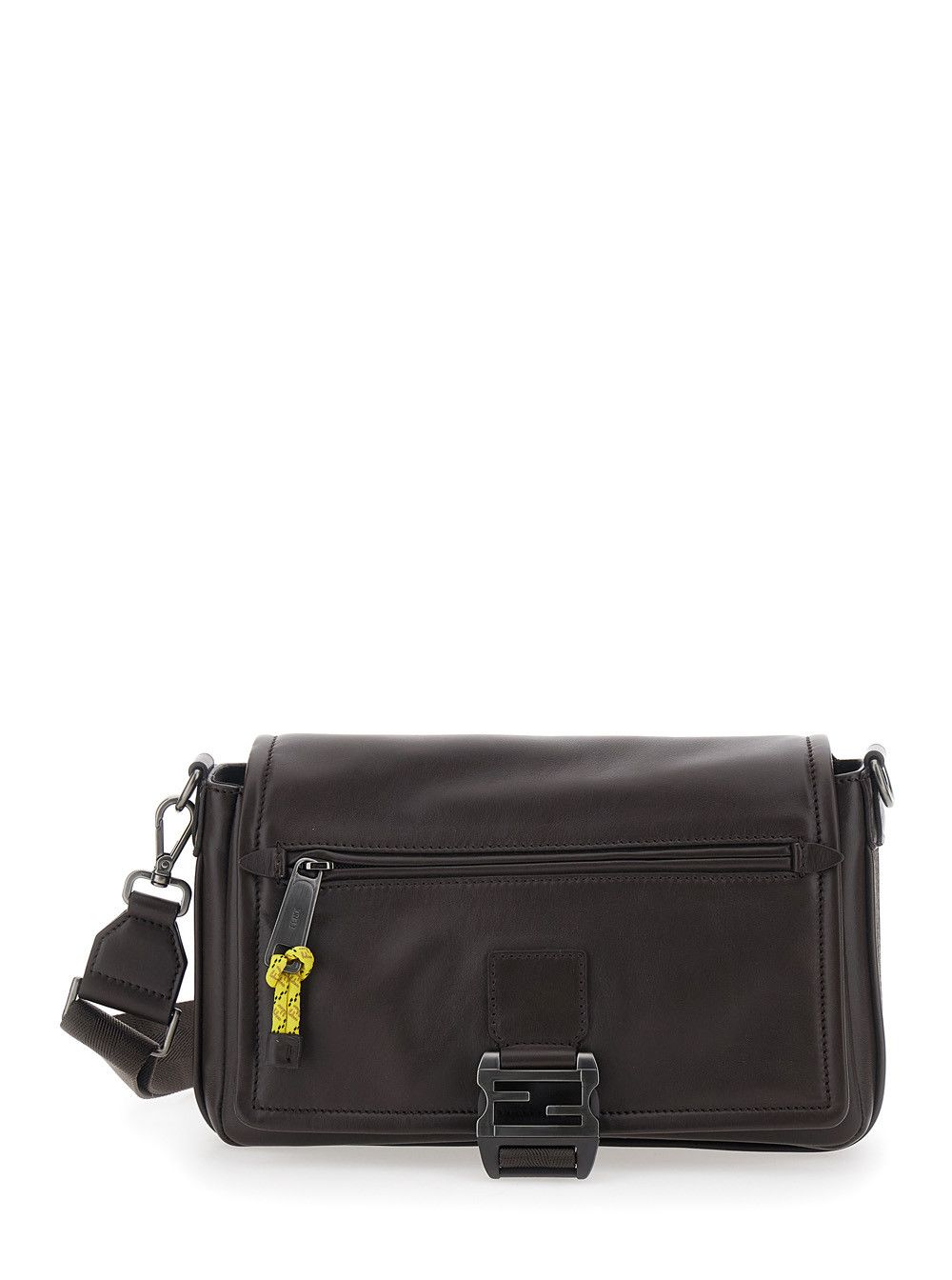 Fendi 'FLUX' Brown Crossbody bag with FF logo plate in Leather Man Size ONE SIZE - 1 Thumbnail