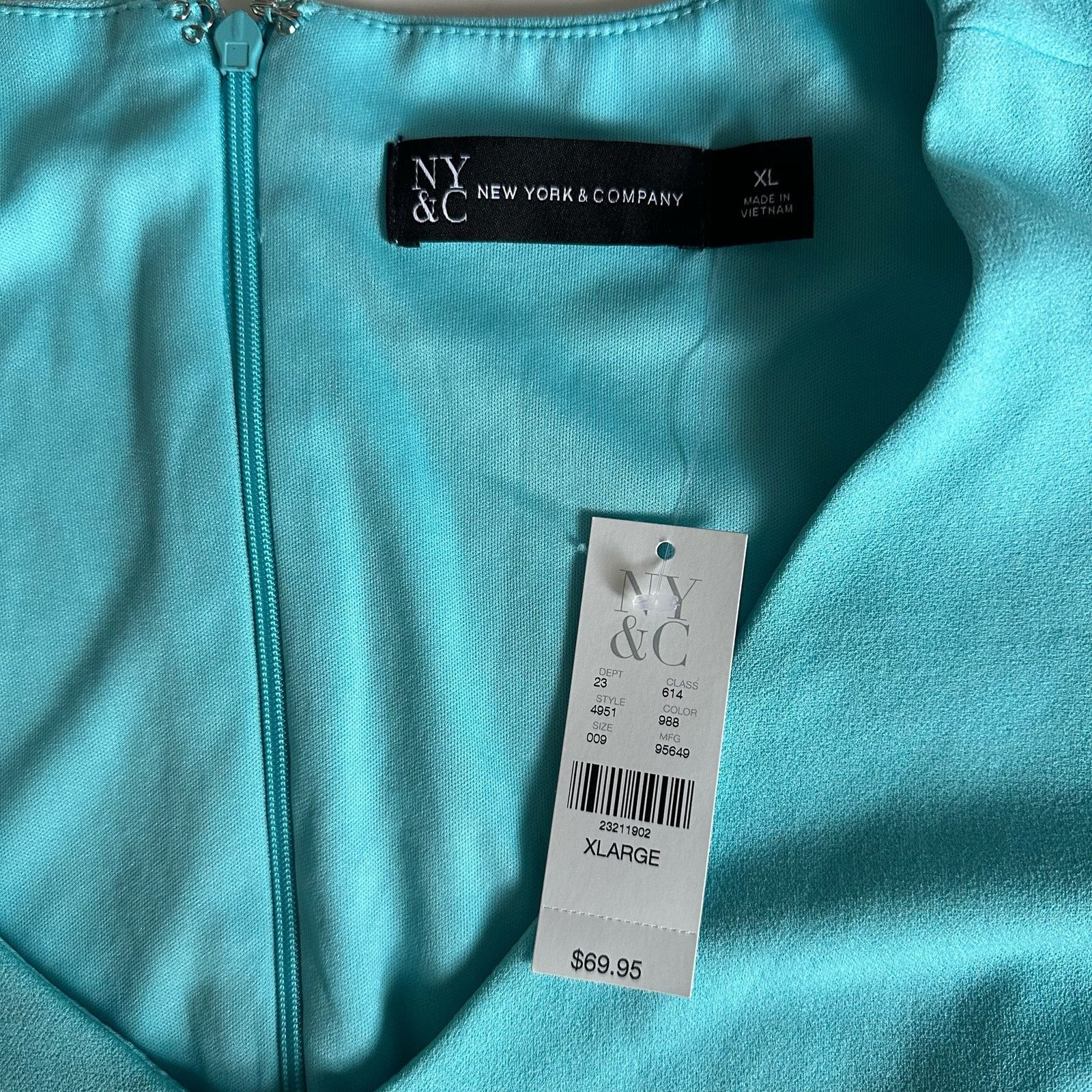 Other New York & Company Dress Turquoise Blue X-Large Belted NWT Size XL / US 12-14 / IT 48-50 - 7 Thumbnail