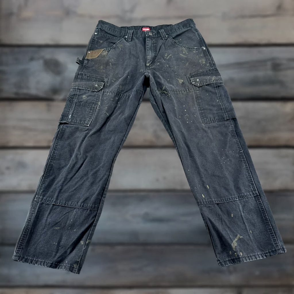 Wrangler Wrangler Pants Mens 34x30 Black Cargo Carpenter Workwear Cotton Distressed Y2K Cargo Straight 90s Mens Size US 34 / EU 50 - 1 Thumbnail