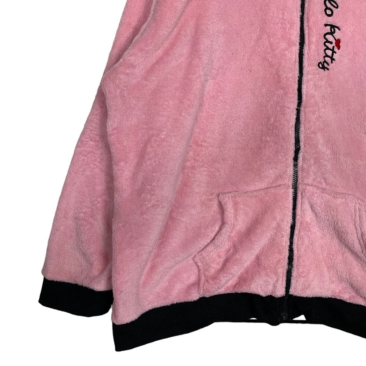 Japanese Brand HELLO KITTY EMBROIDERY LOGO PINK FLEECE HODDIES #0095-C6 Size US XXL / EU 58 / 5 - 4 Thumbnail