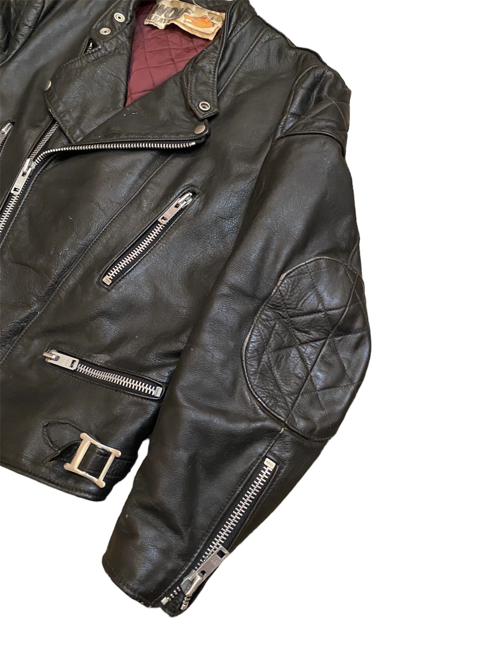 Vintage Rare Vintage UK 80s Wolf Leathers Biker Jacket Cafe Racer Size US L / EU 52-54 / 3 - 4 Thumbnail