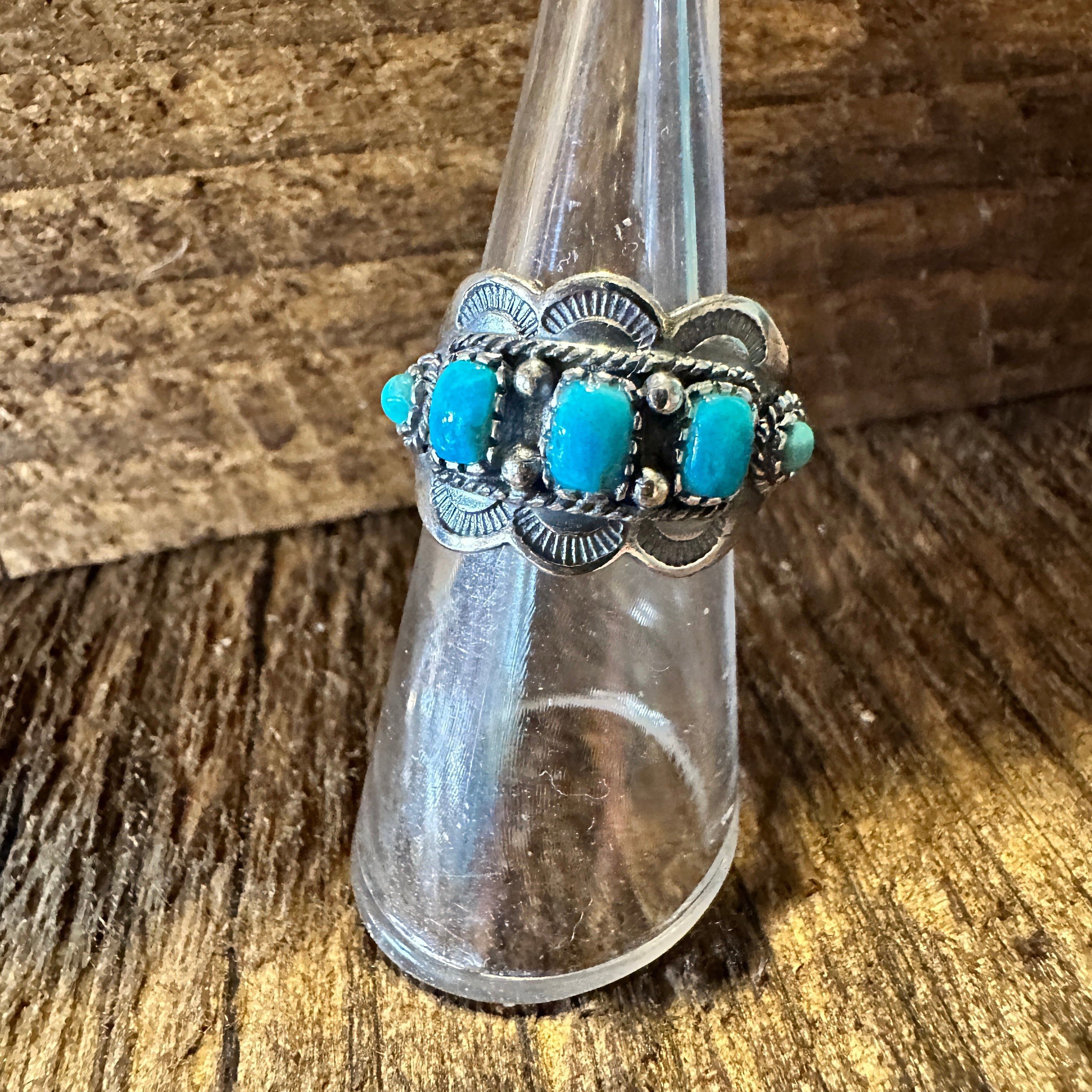 Other Native American Artisan Cuff Ring in Sterling Silver & Turqu Size ONE SIZE - 8 Thumbnail