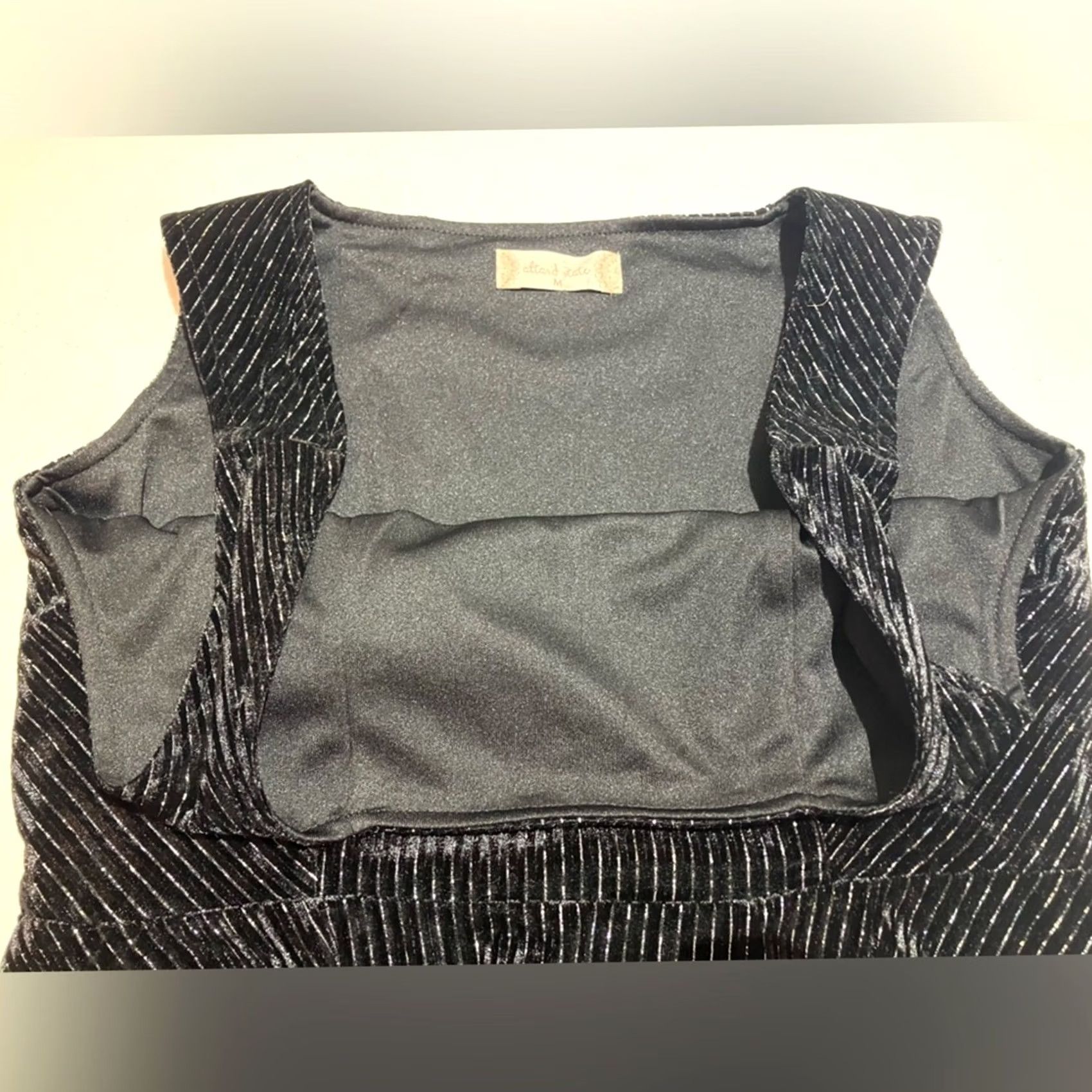 Vintage Altar'd State Velour Square Neck Sleeveless Peplum Top Black Gold Stripe Size M Size M / US 6-8 / IT 42-44 - 7 Thumbnail